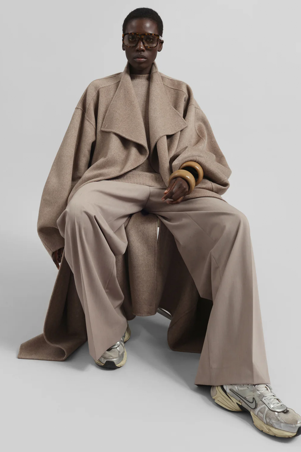 MOZROS's Funnel Neck Wool Coat