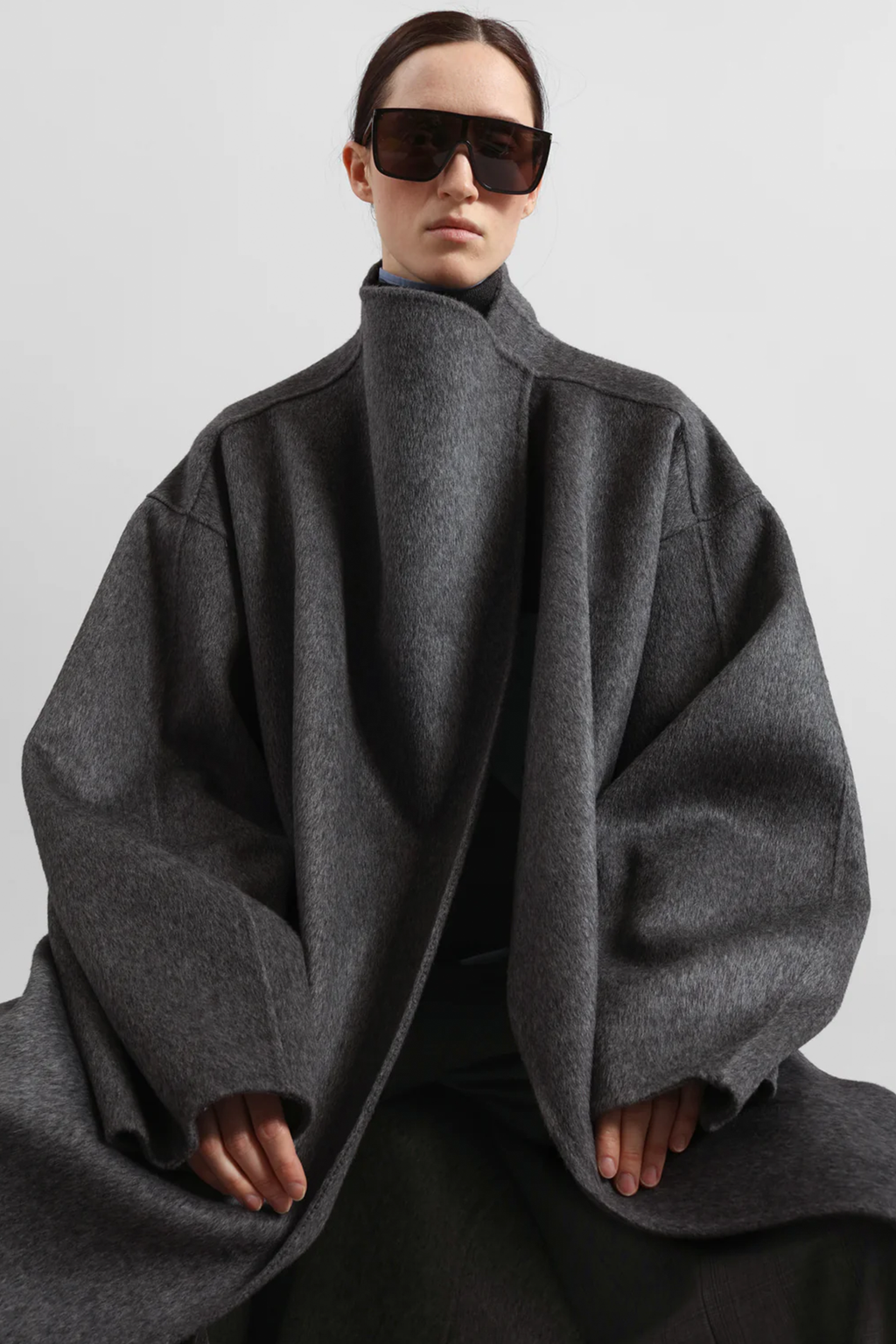 MOZROS's Funnel Neck Wool Coat