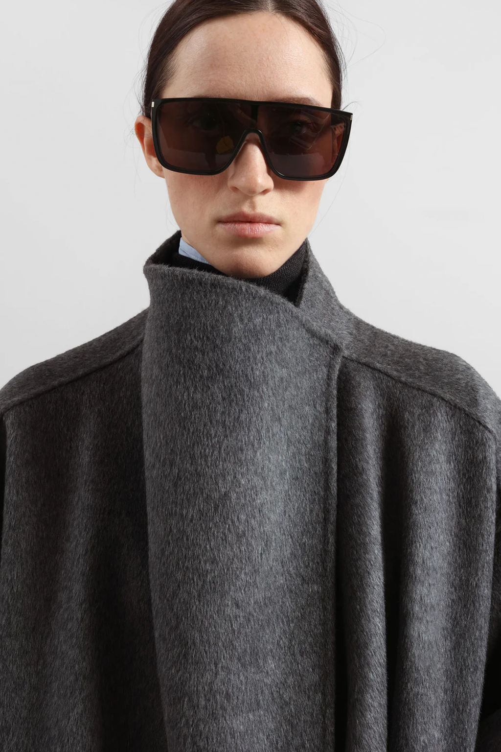 MOZROS's Funnel Neck Wool Coat