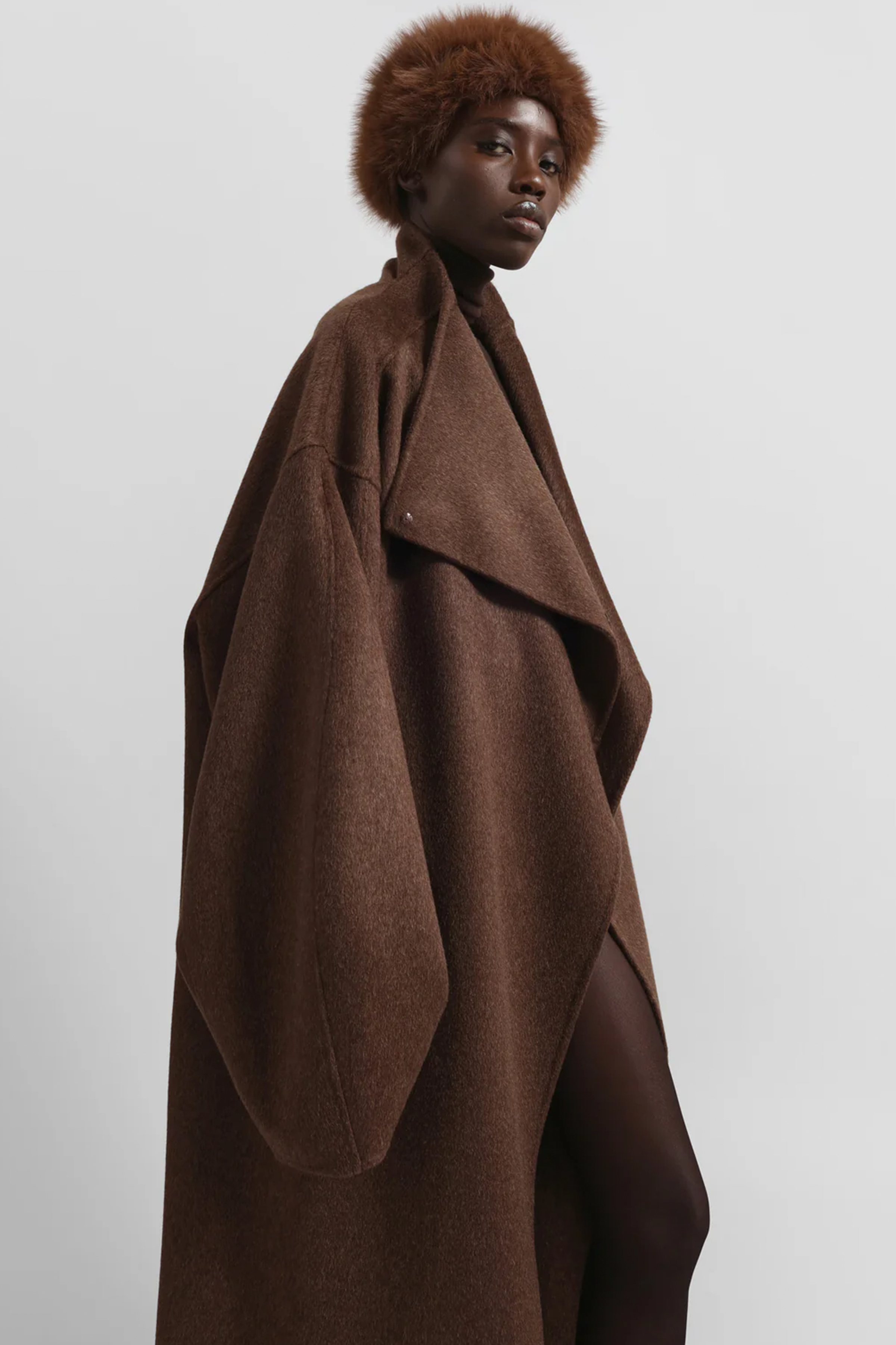 MOZROS's Funnel Neck Wool Coat