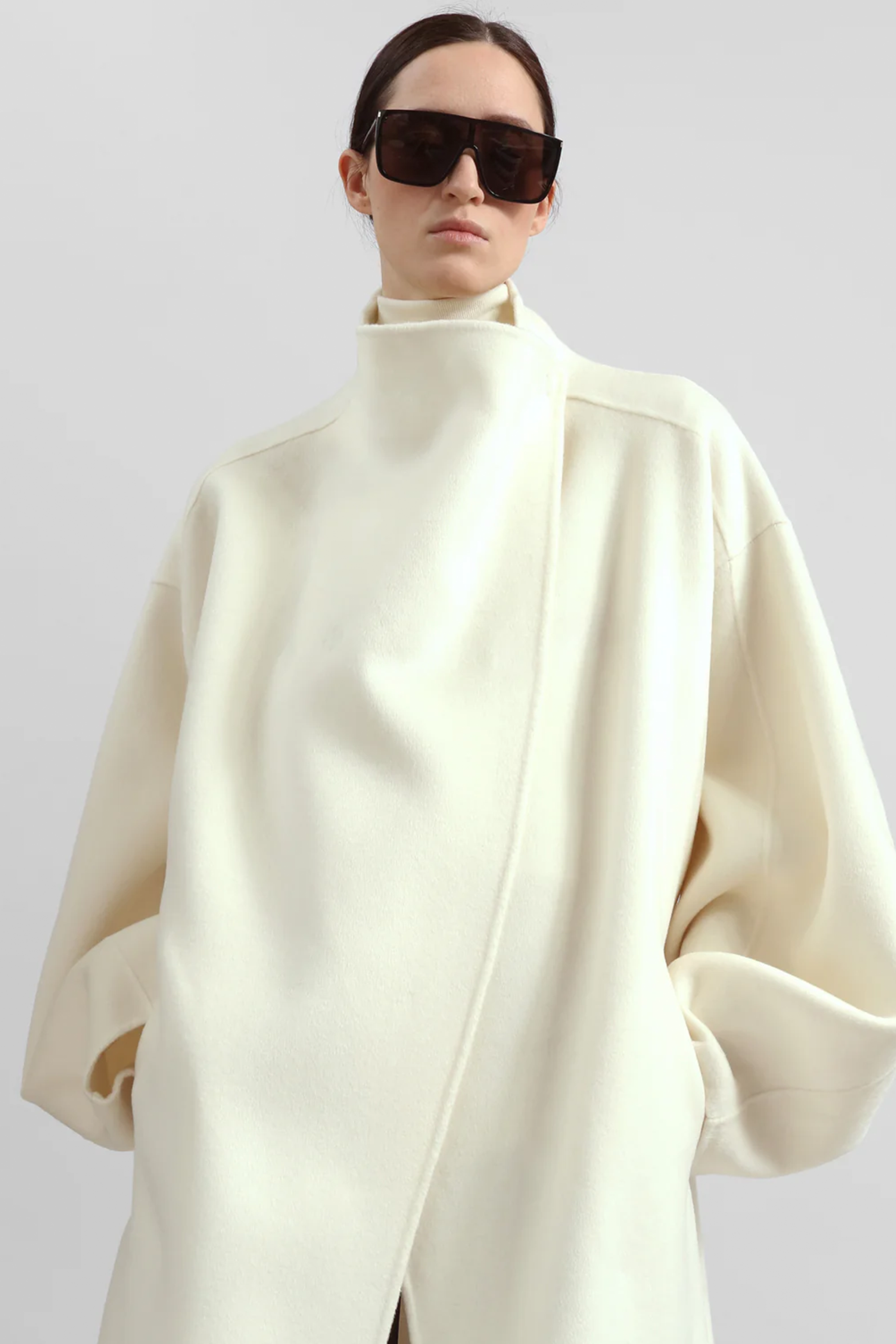 MOZROS's Funnel Neck Wool Coat