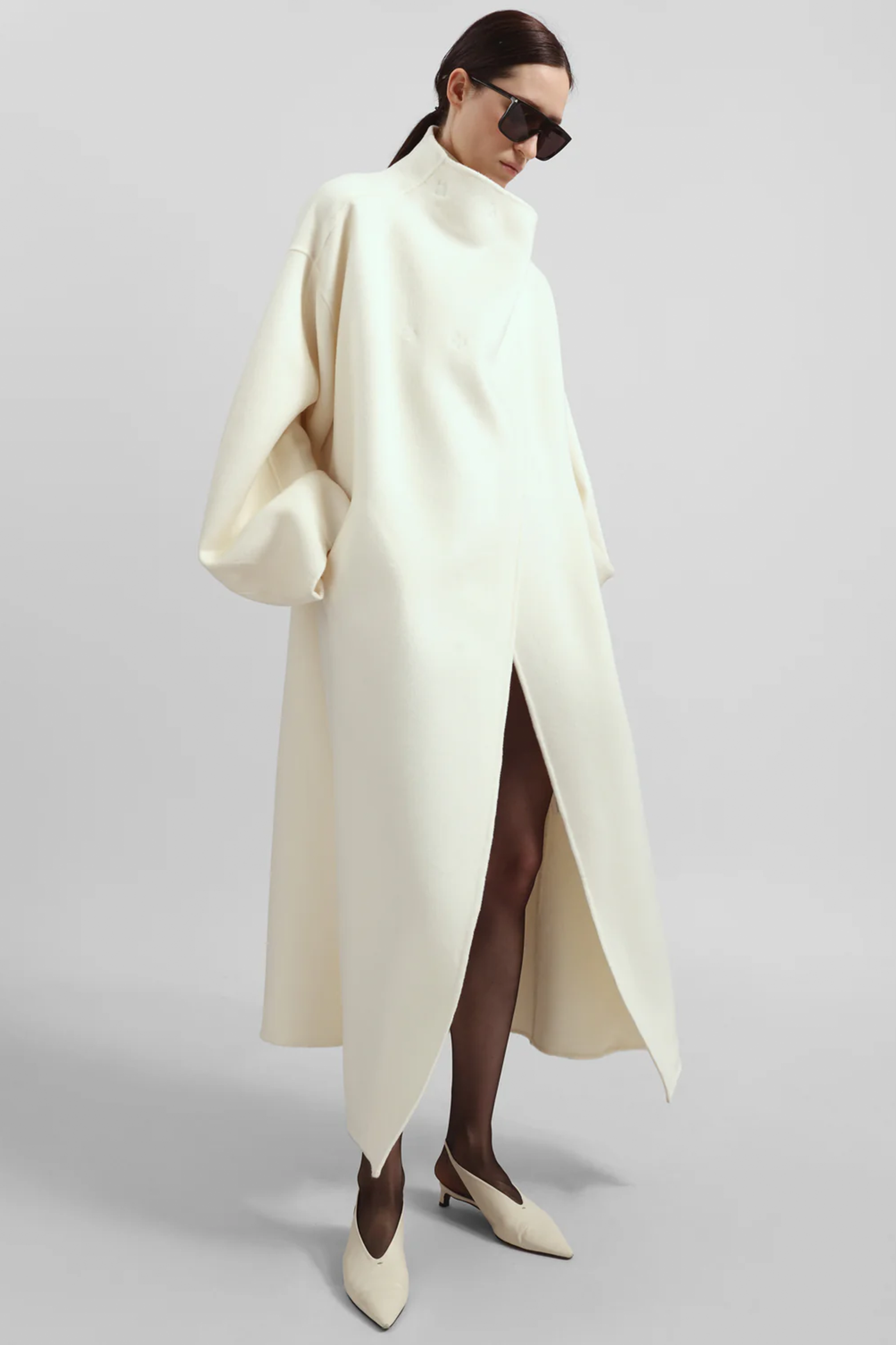 MOZROS's Funnel Neck Wool Coat