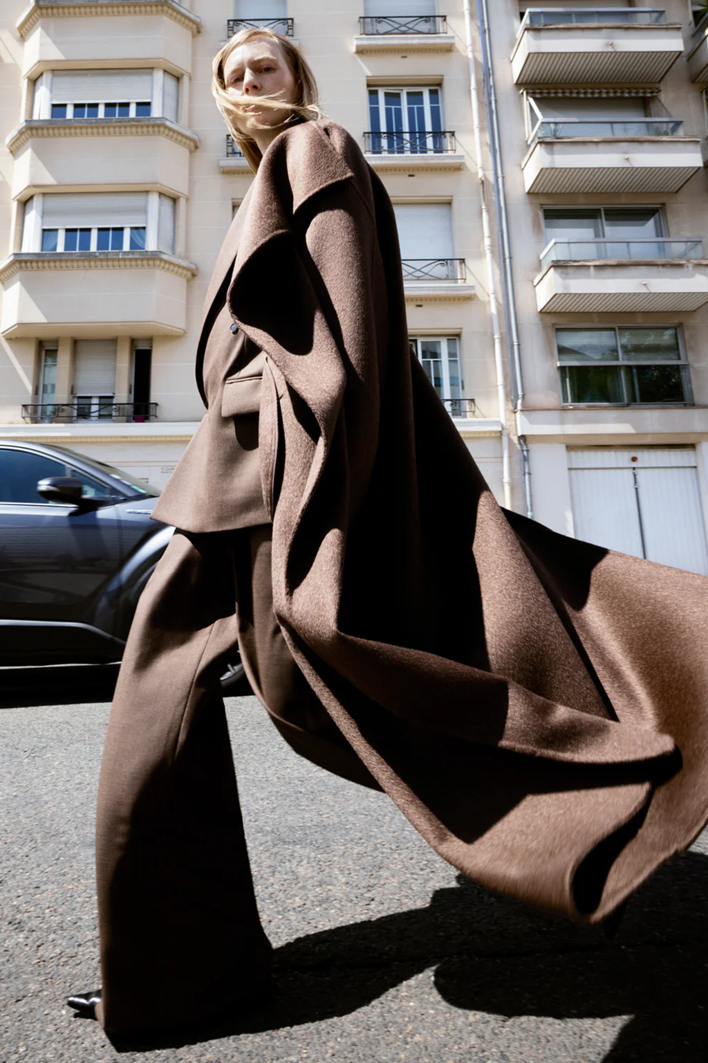 MOZROS's Funnel Neck Wool Coat