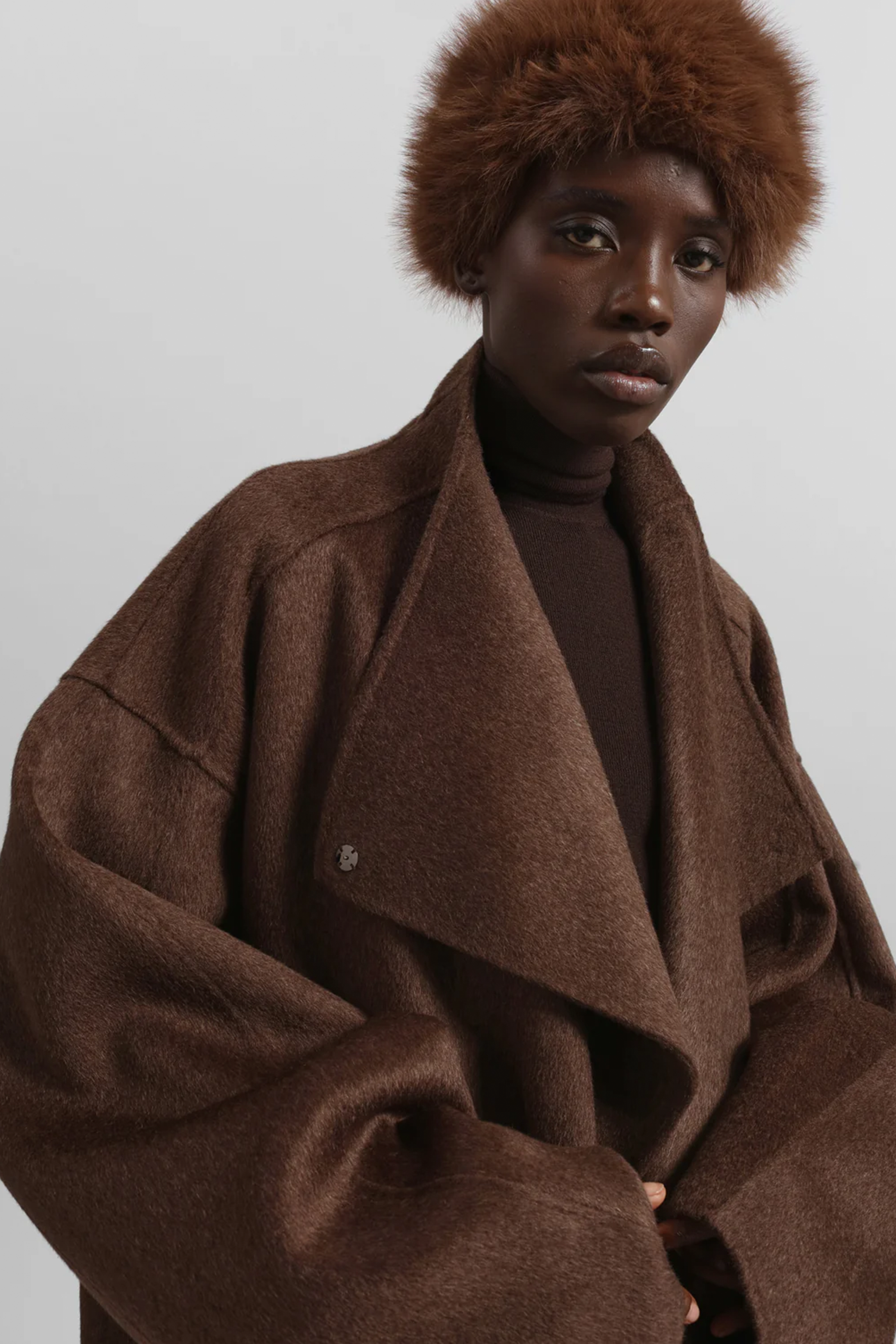 MOZROS's Funnel Neck Wool Coat