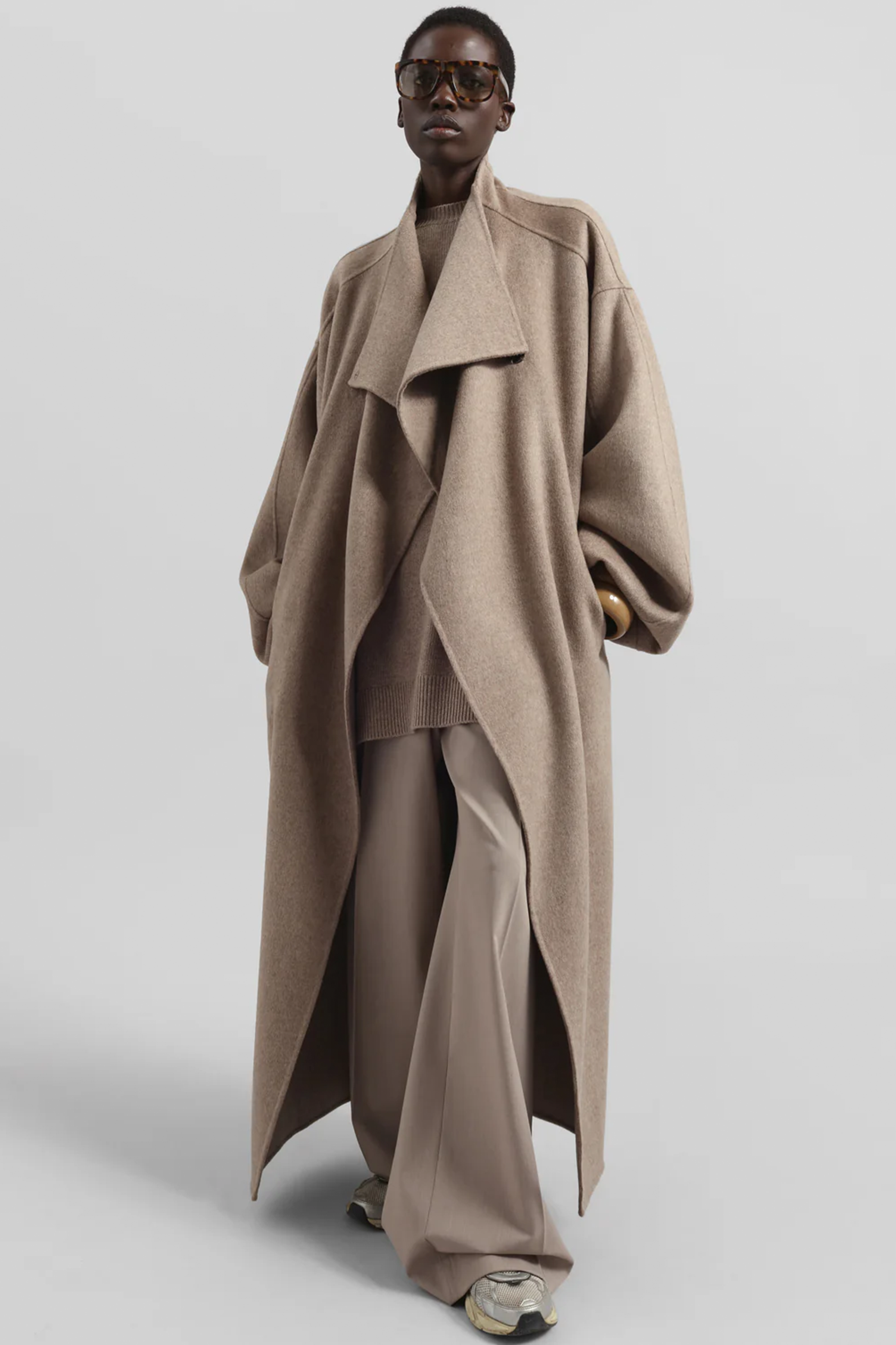 MOZROS's Funnel Neck Wool Coat