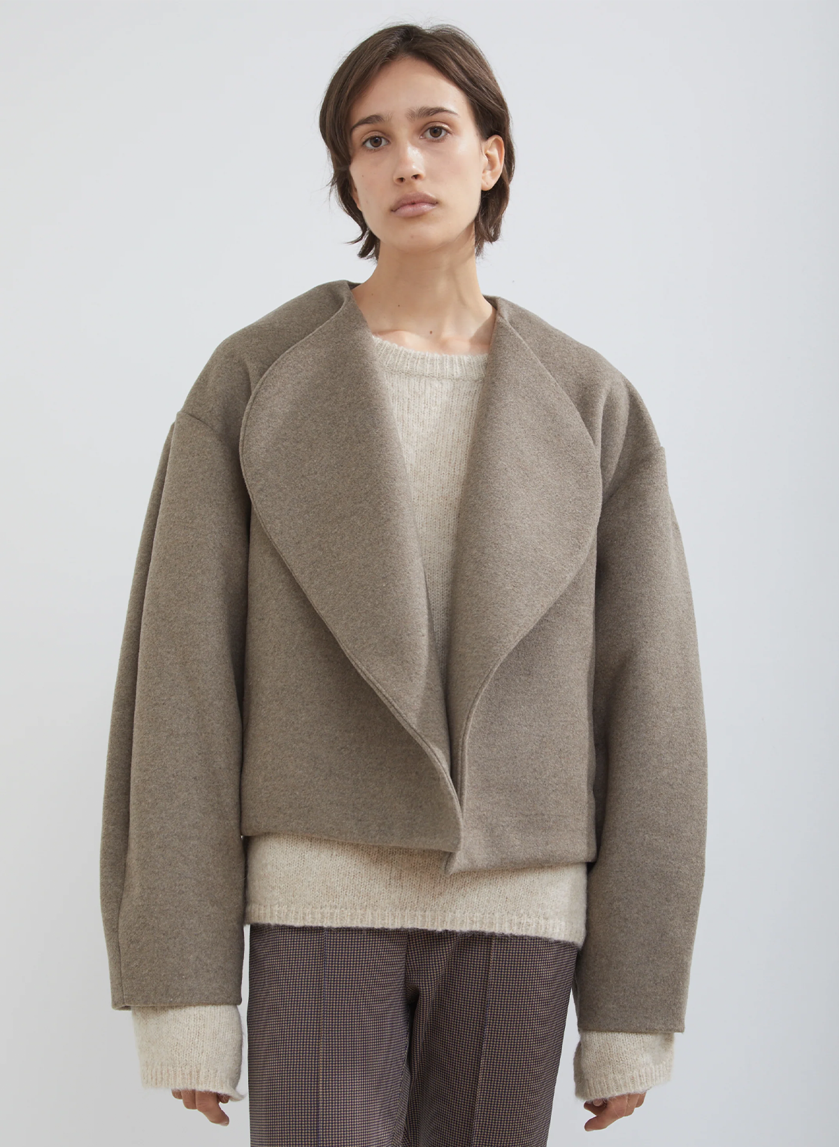 Taupe Wool Wrap Jacket