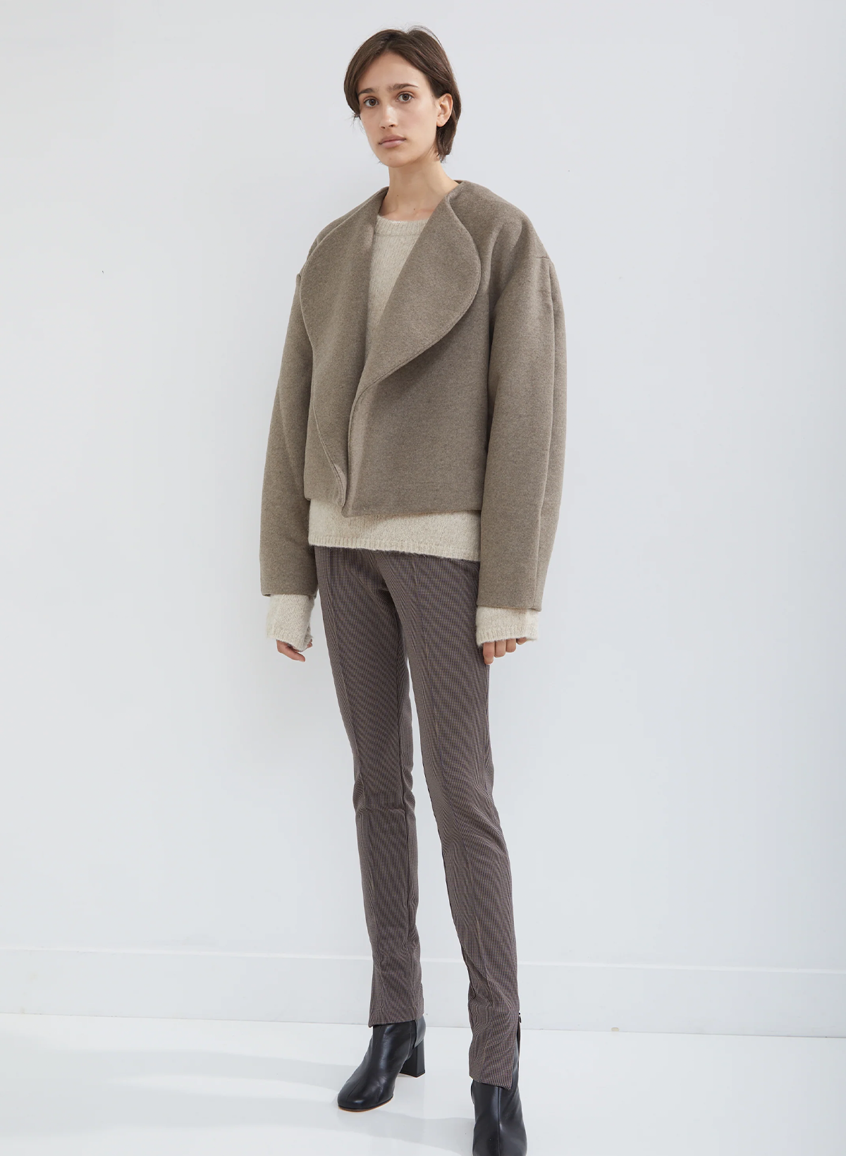 Taupe Wool Wrap Jacket