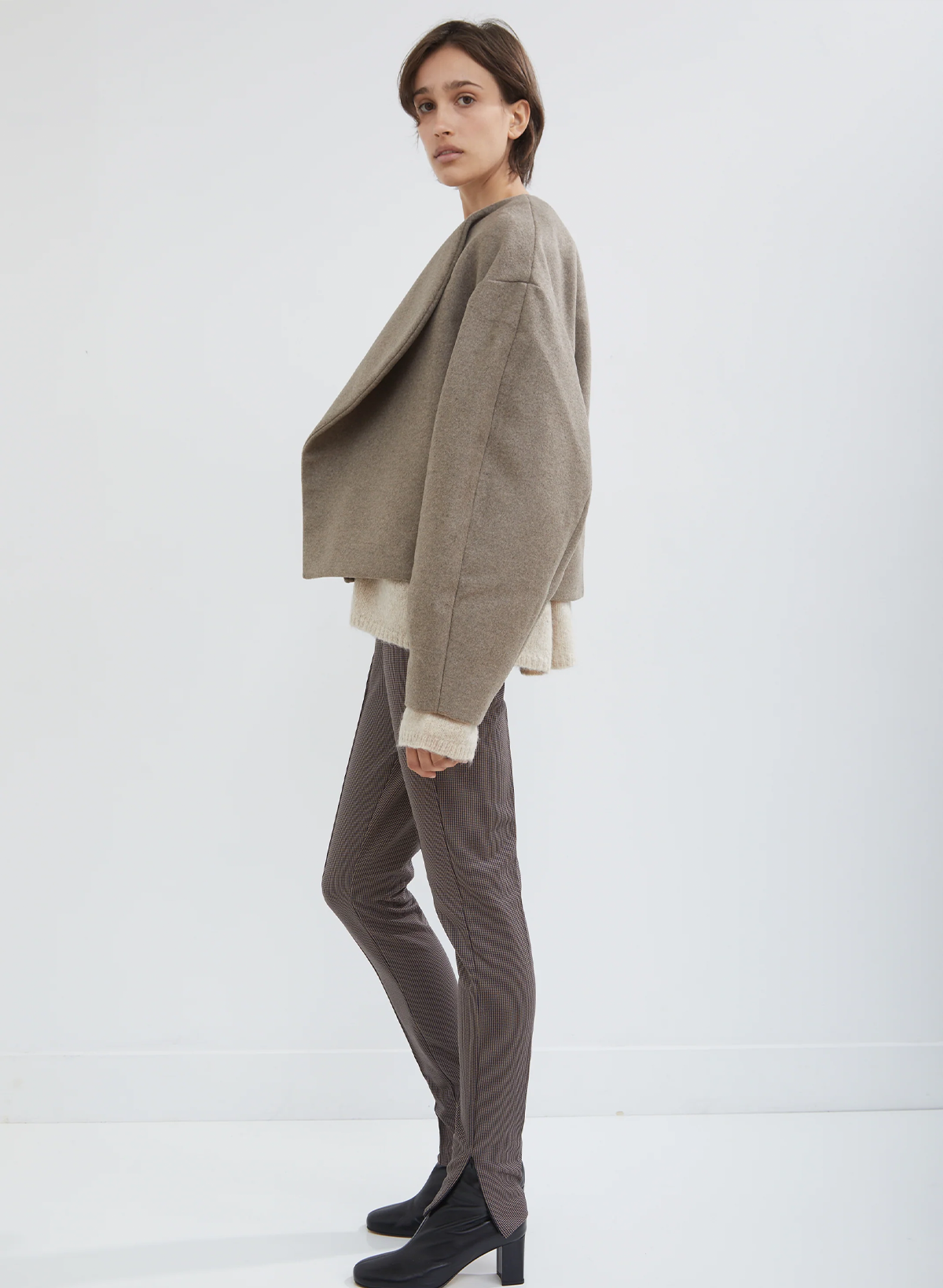 Taupe Wool Wrap Jacket