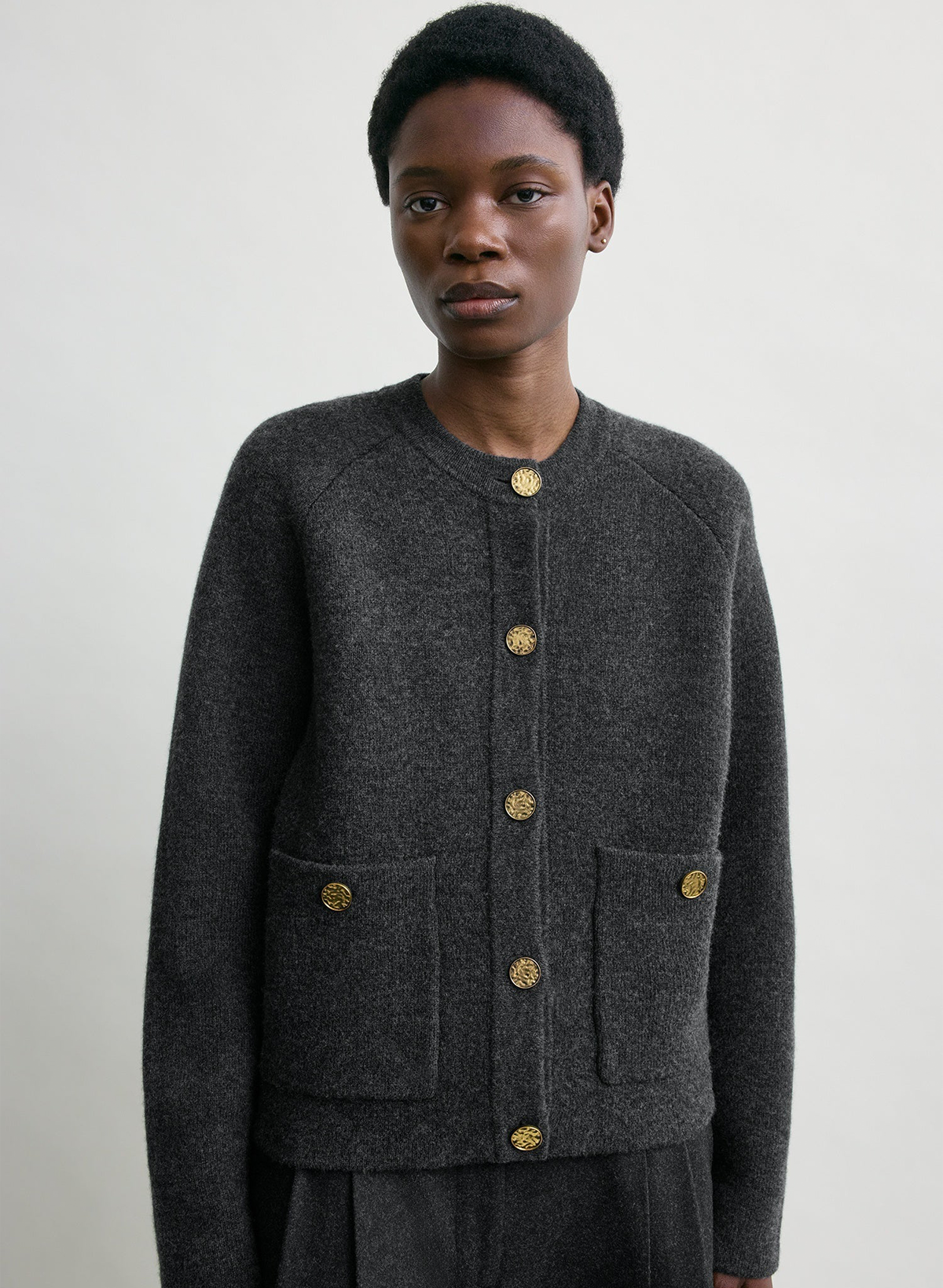 Hammered button cardigan