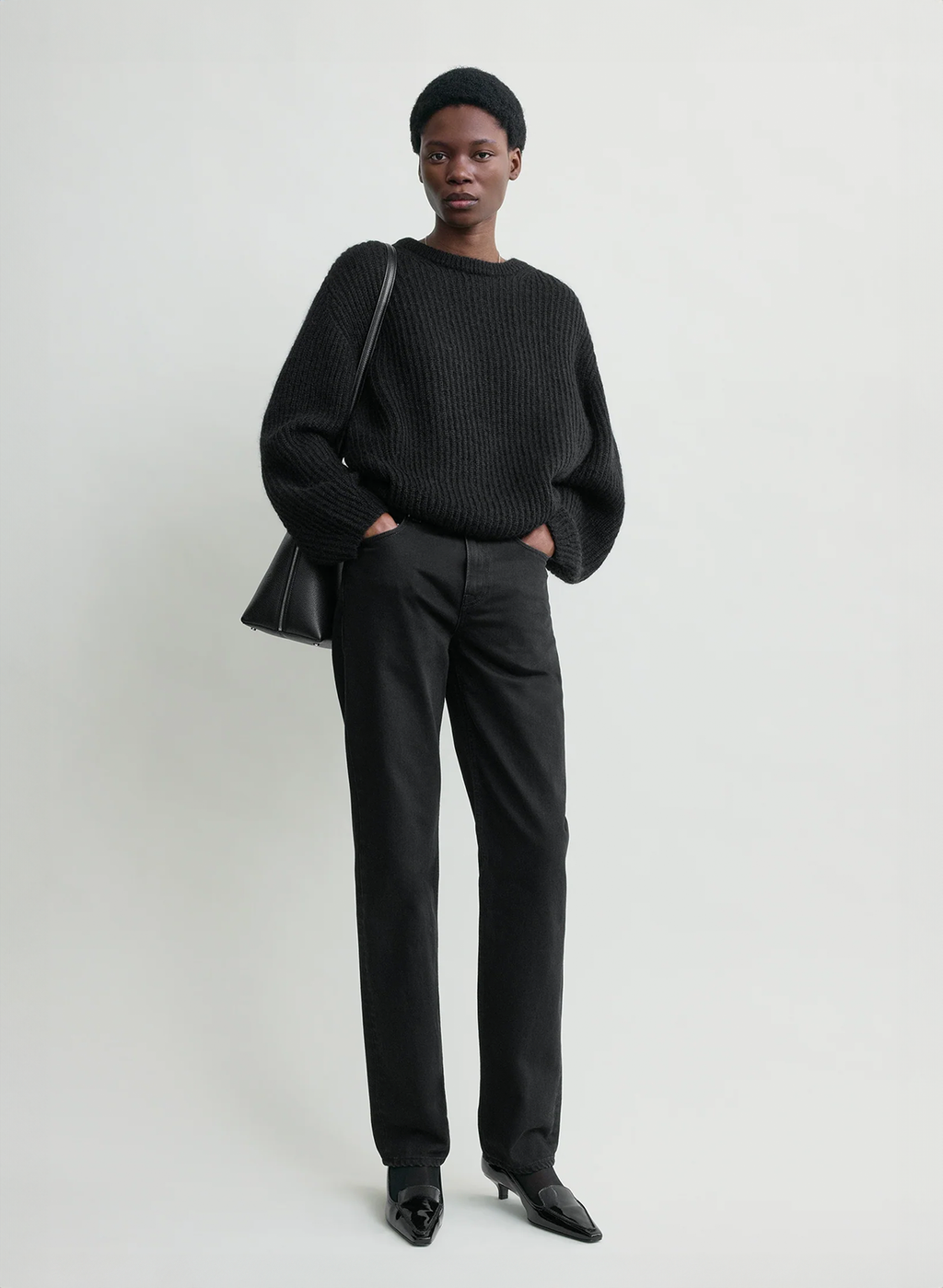 Pintucked sweater charcoal