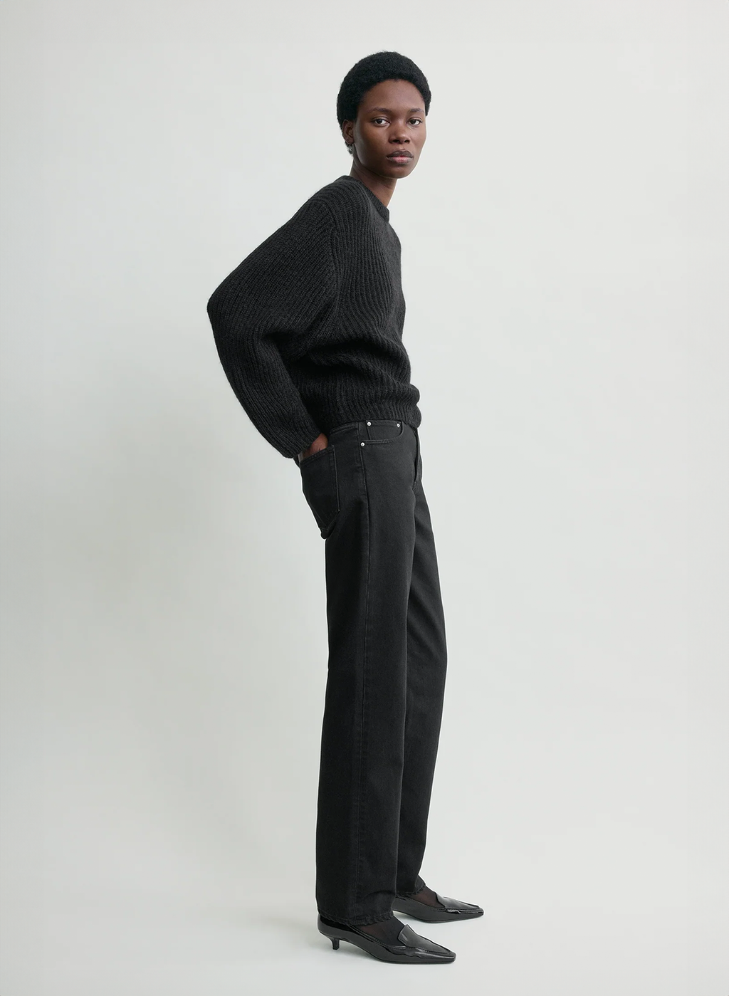 Pintucked sweater charcoal