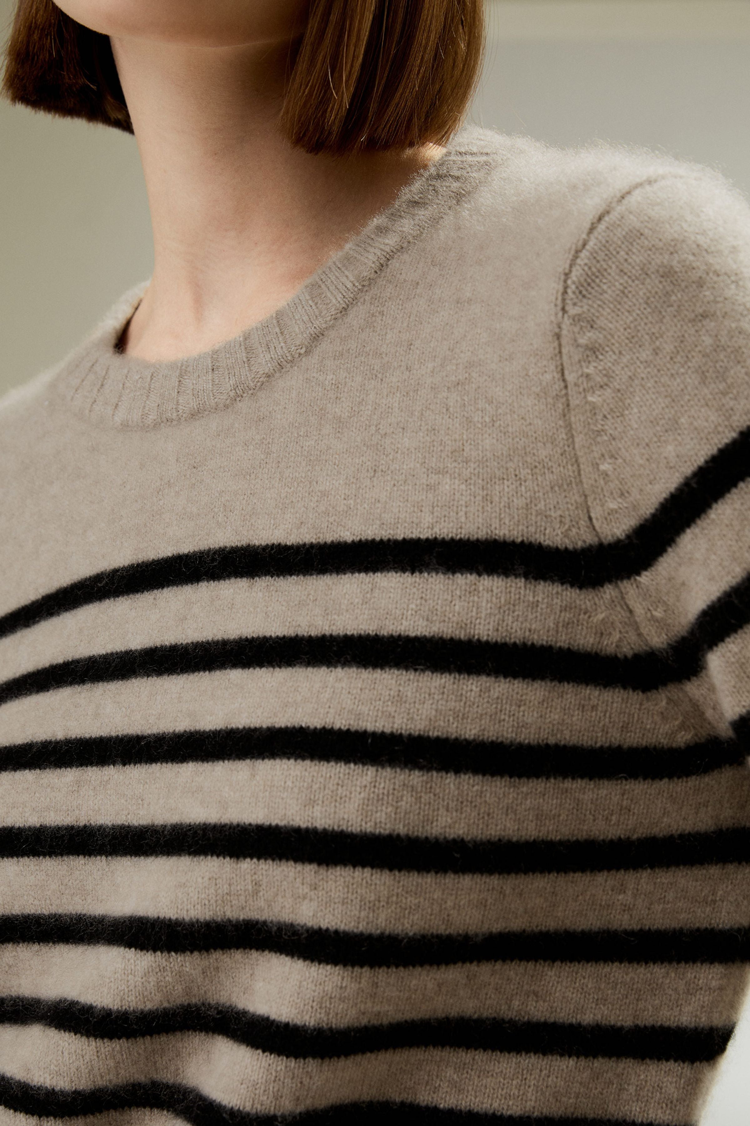 Striped Round Collar Cashmere Sweater