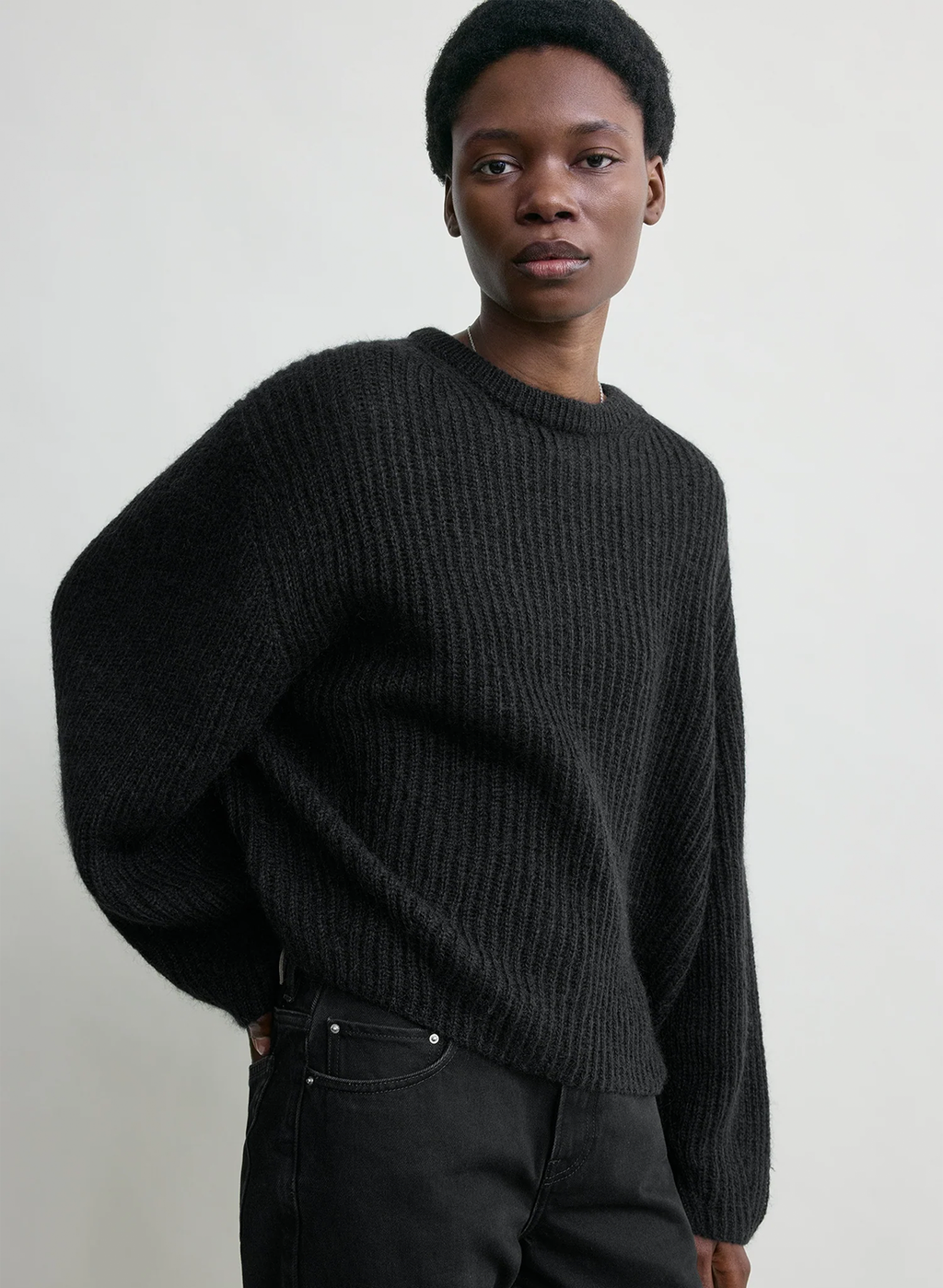 Pintucked sweater charcoal