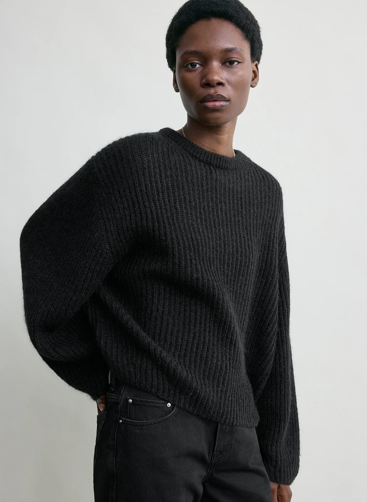 Pintucked sweater charcoal