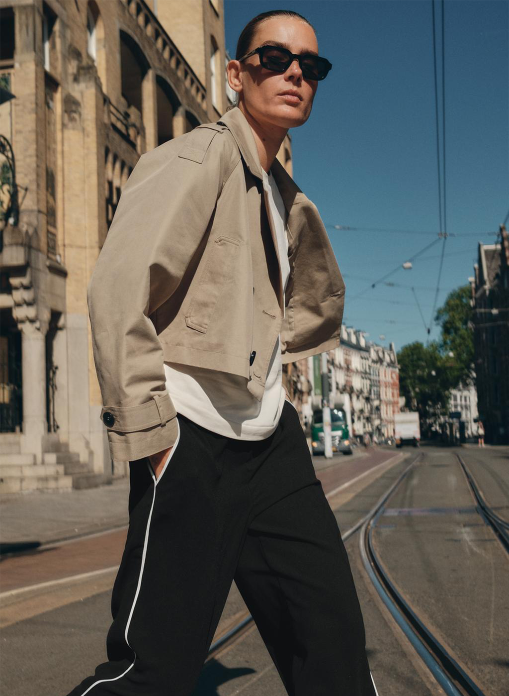 Double-Breasted Short Trench Coat