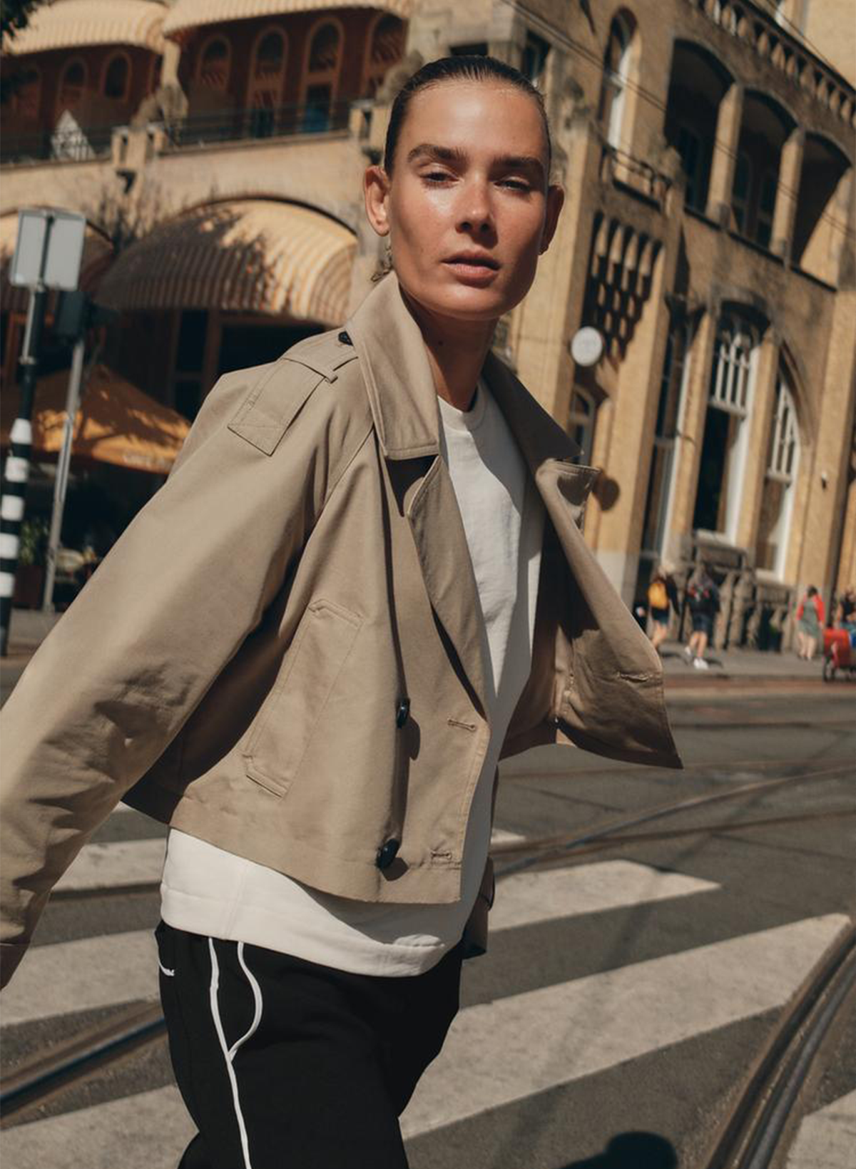 Double-Breasted Short Trench Coat