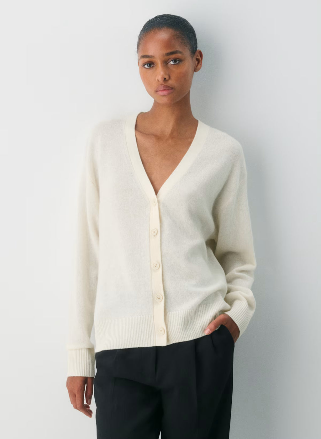 Feather Cashmere Relaxed V-neck Cardigan