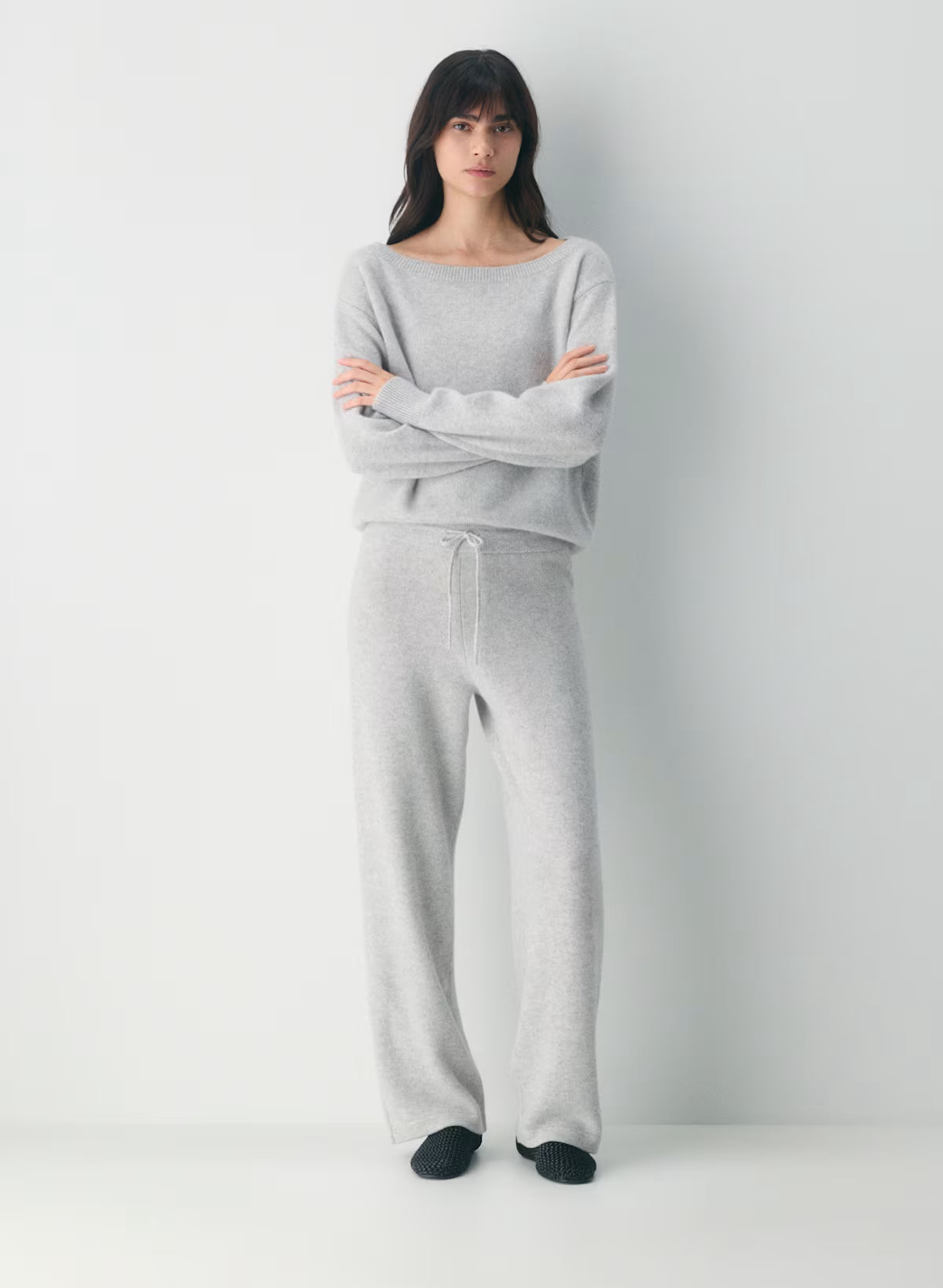 Essential Cashmere Hi-rise Wide Pant