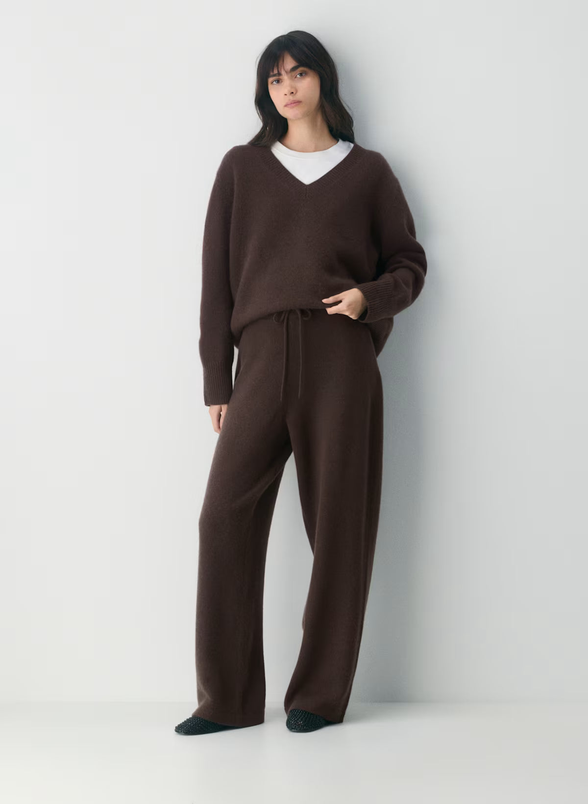 Essential Cashmere Hi-rise Wide Pant