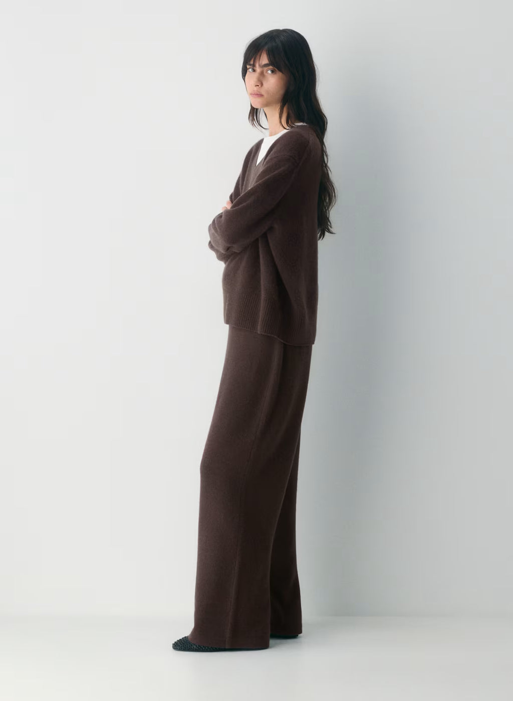 Essential Cashmere Hi-rise Wide Pant
