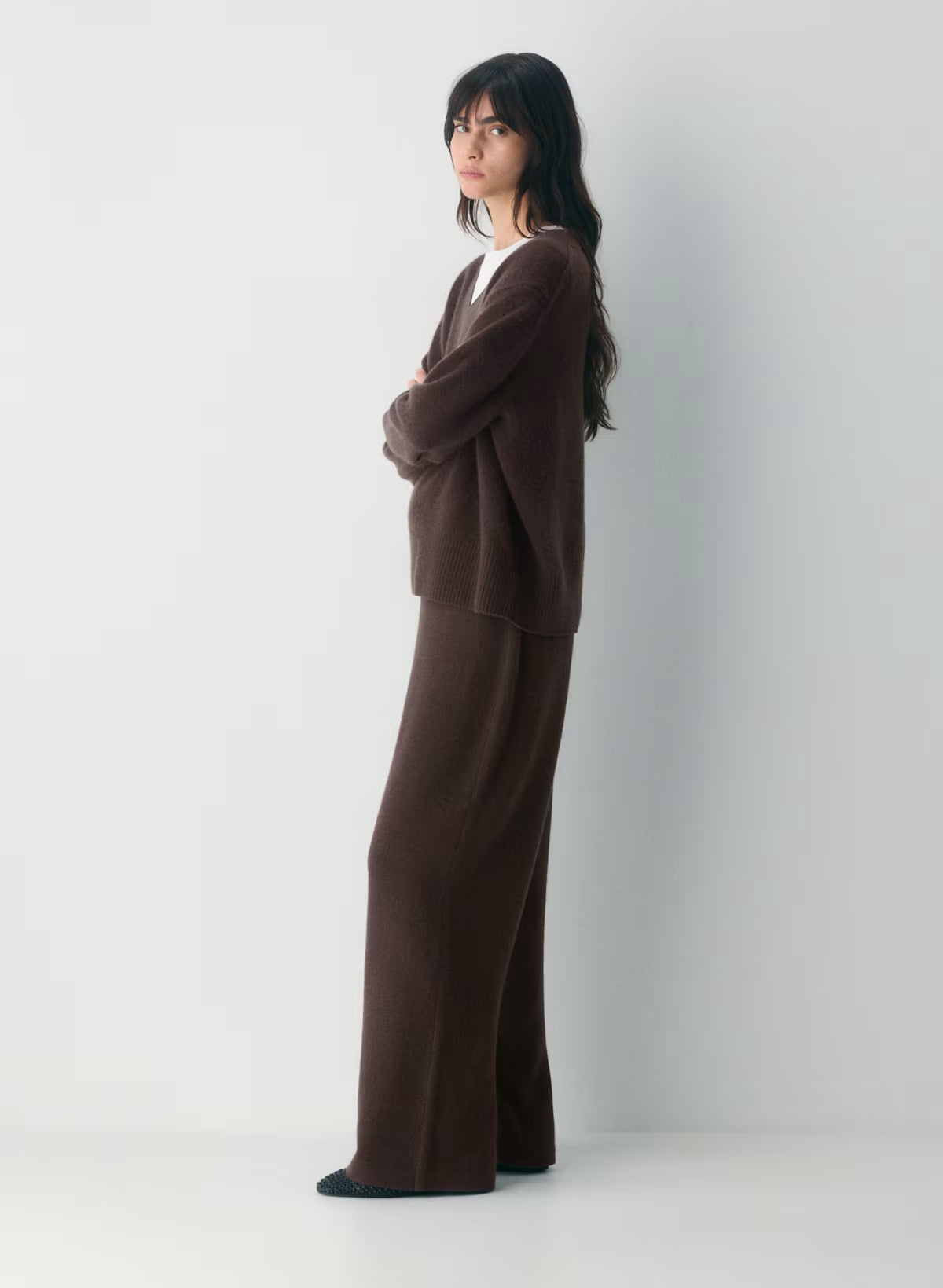 Essential Cashmere Hi-rise Wide Pant