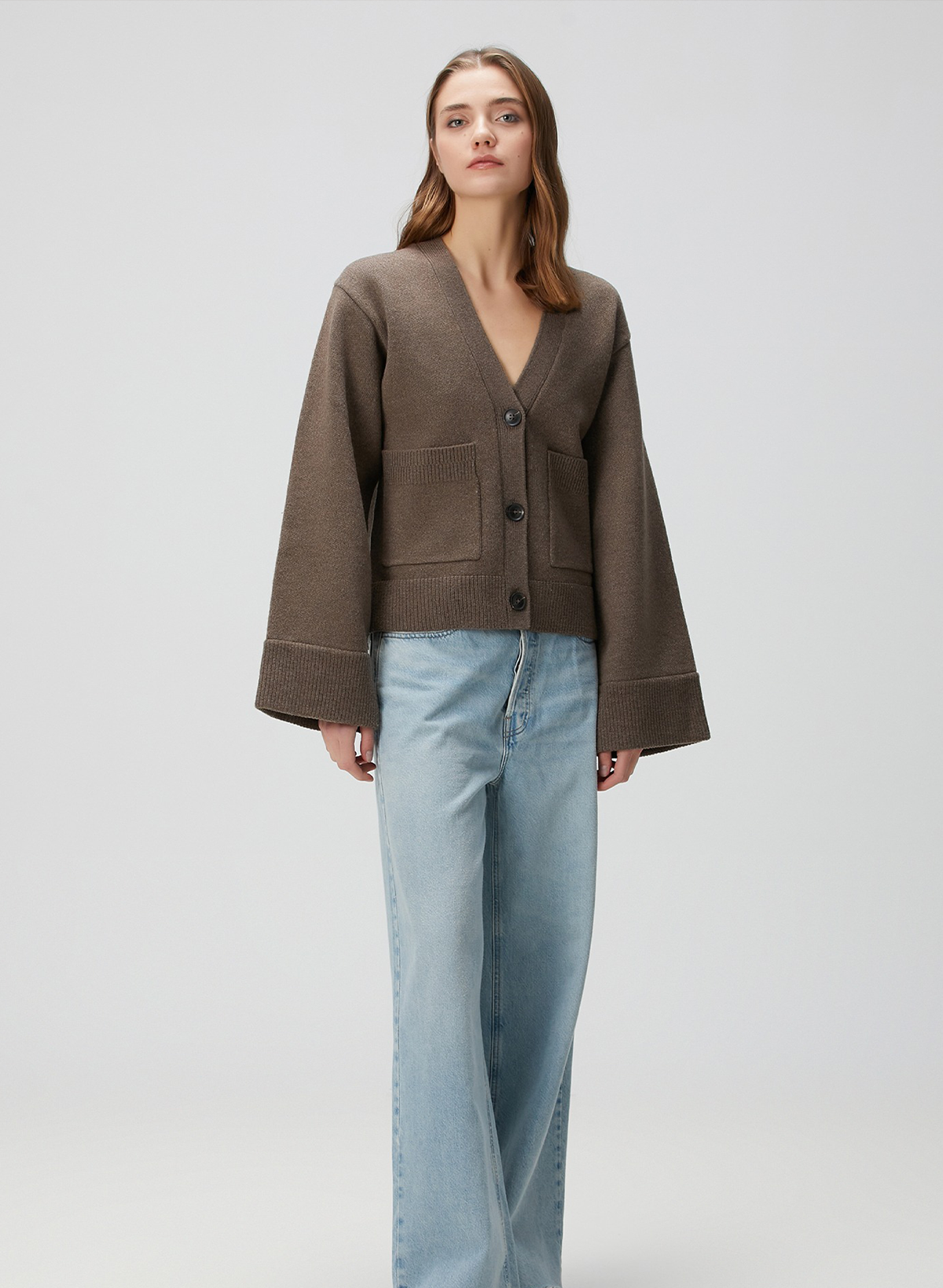 Memory Relaxed Brown Wool Cardigan