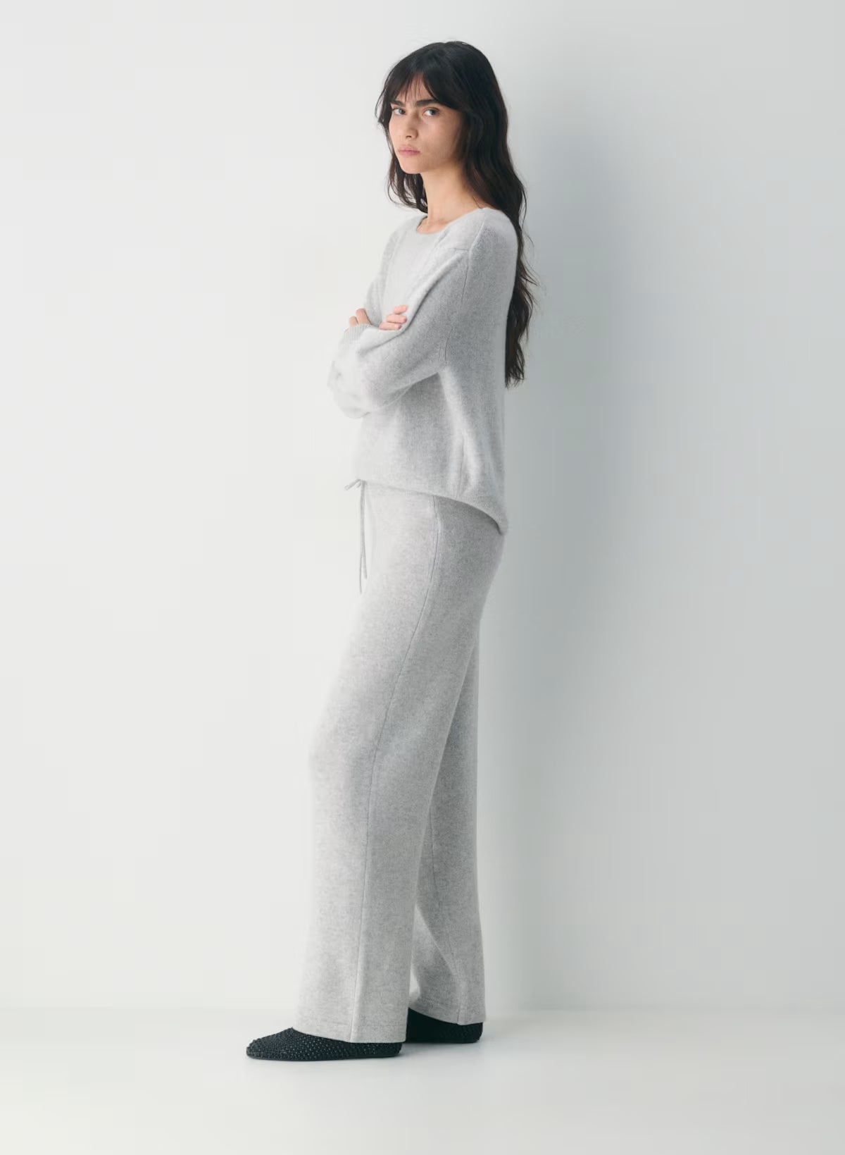 Essential Cashmere Hi-rise Wide Pant