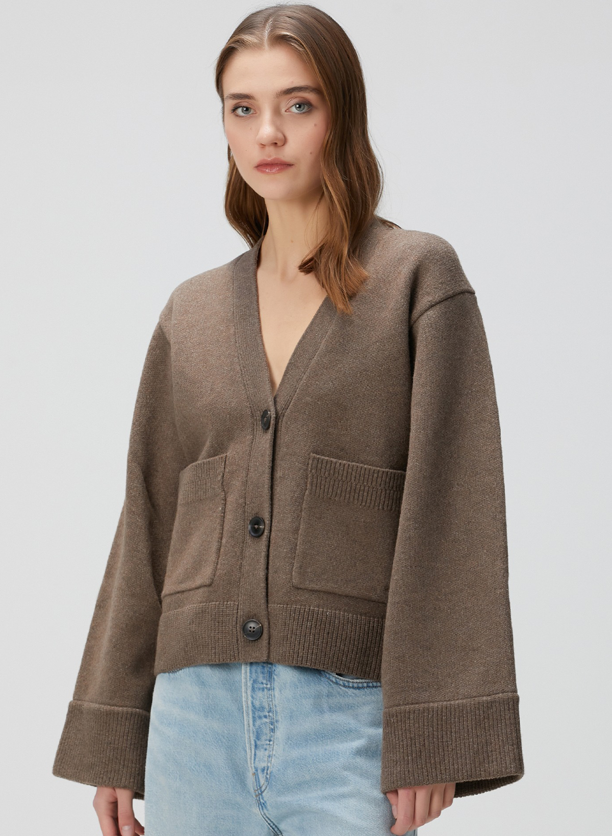 Memory Relaxed Brown Wool Cardigan