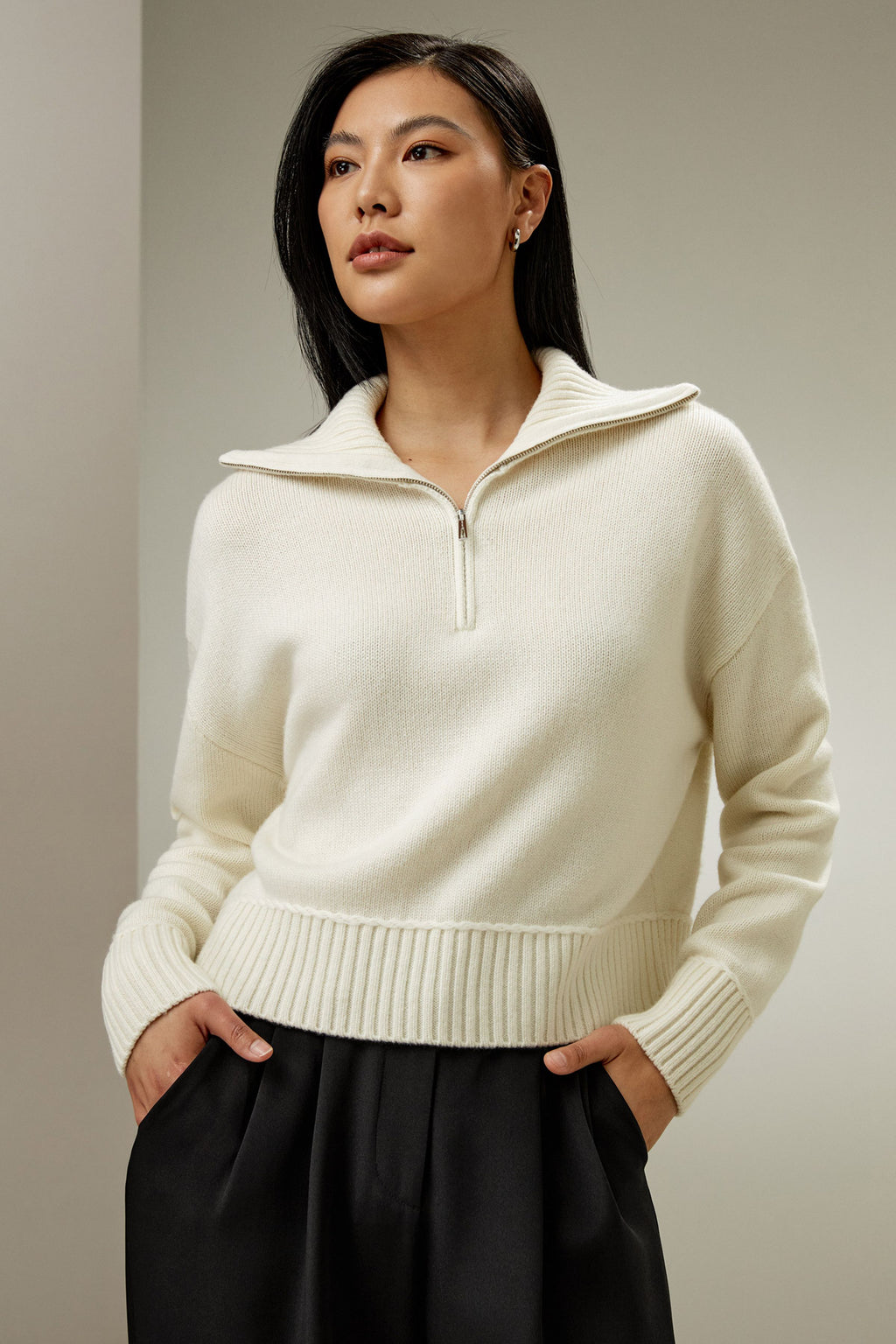 Relaxed Fit Wool-Cashmere Blend Sweater