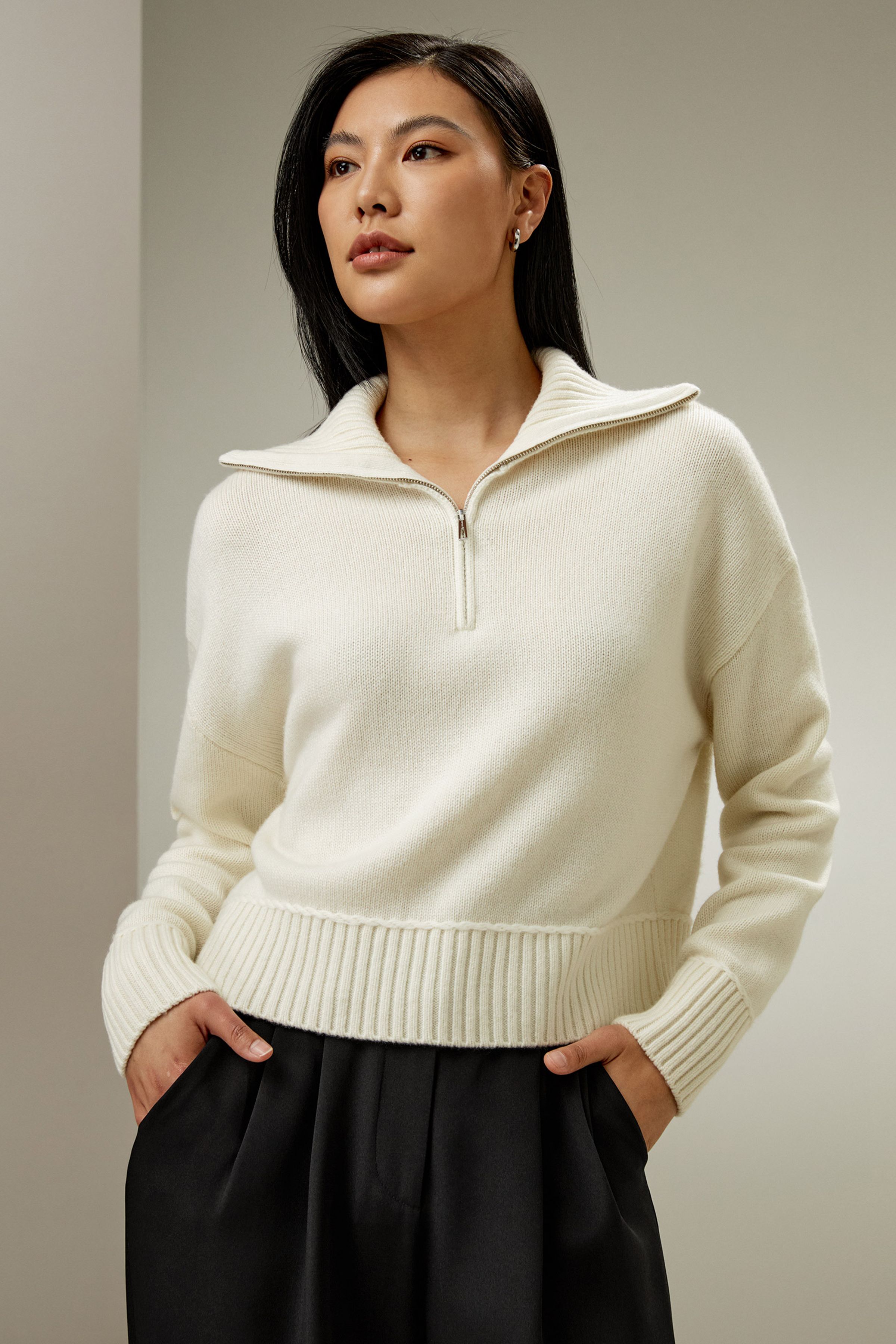 Relaxed Fit Wool-Cashmere Blend Sweater