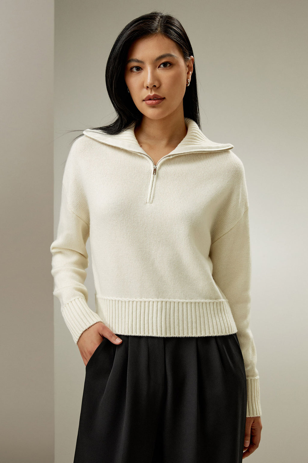 Relaxed Fit Wool-Cashmere Blend Sweater
