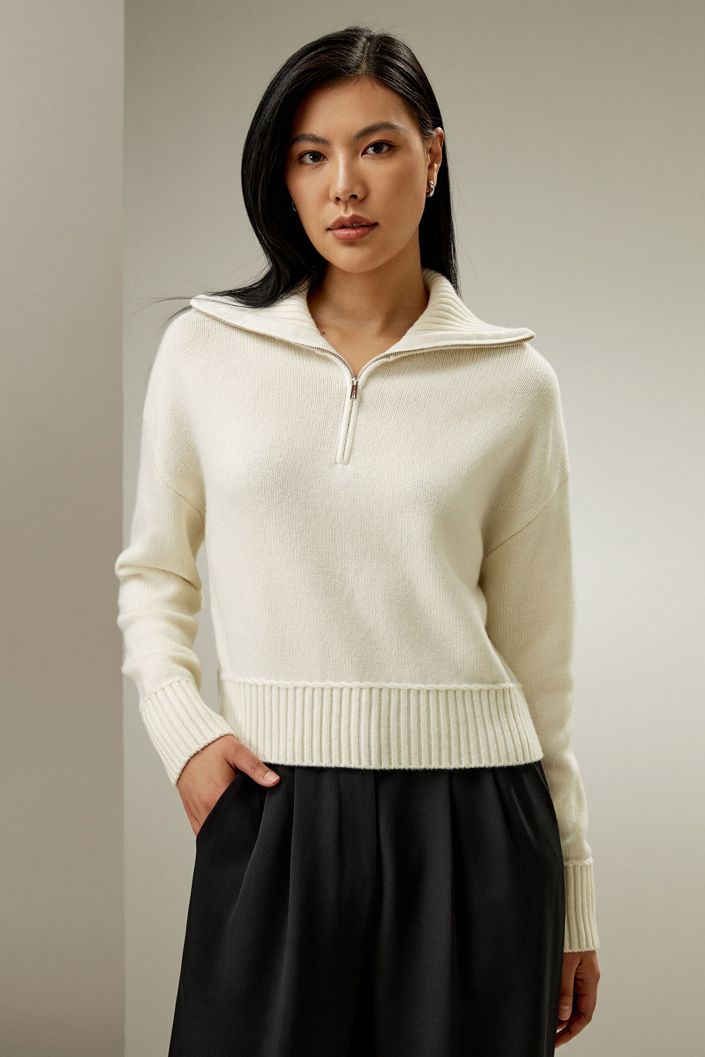 Relaxed Fit Wool-Cashmere Blend Sweater