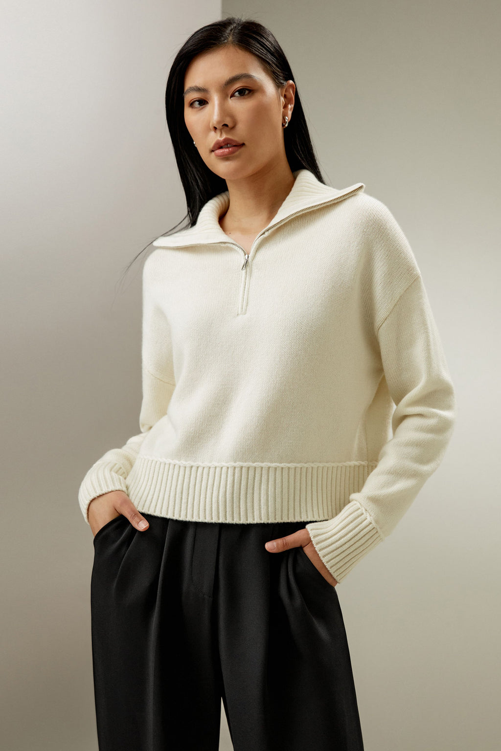 Relaxed Fit Wool-Cashmere Blend Sweater