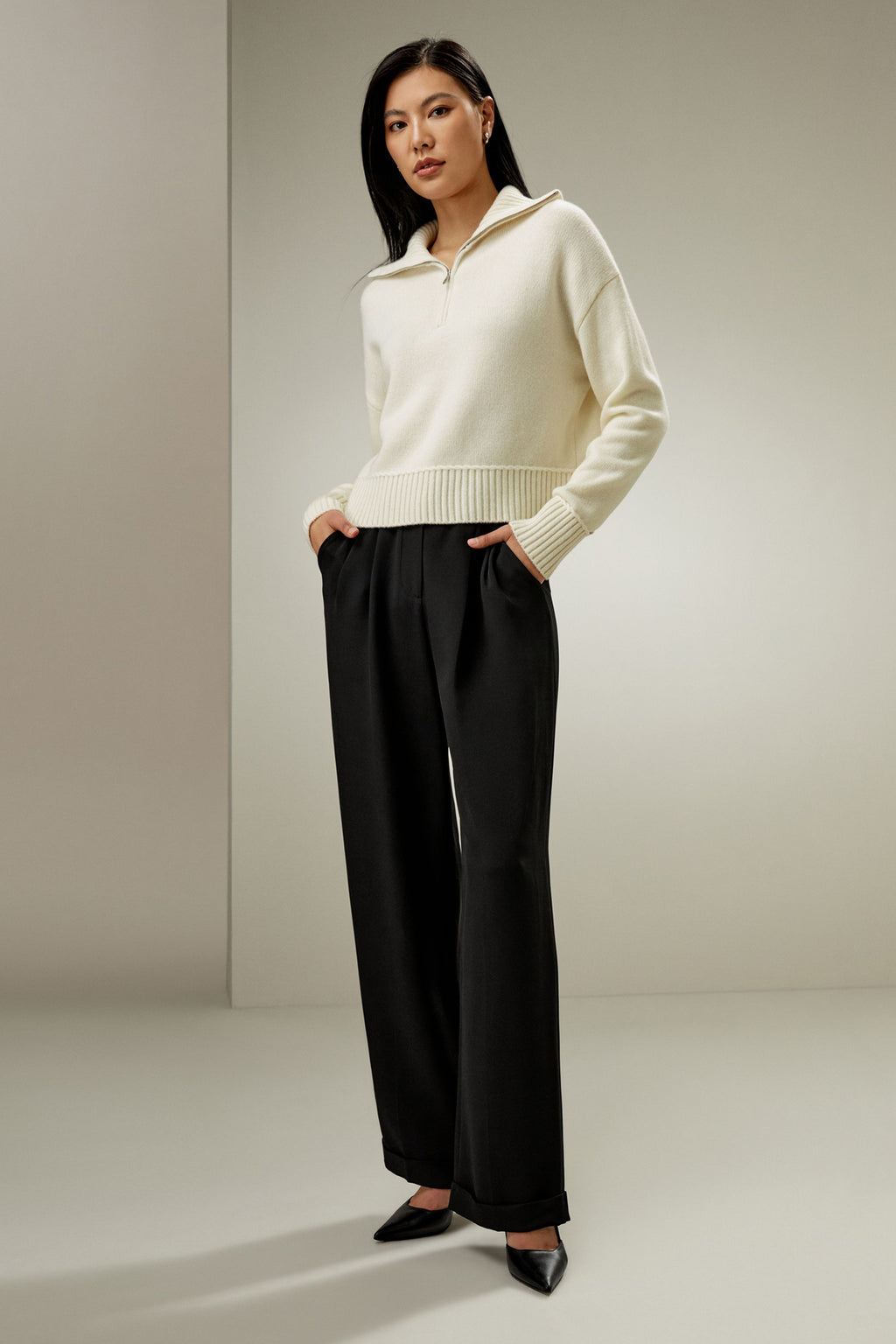 Relaxed Fit Wool-Cashmere Blend Sweater
