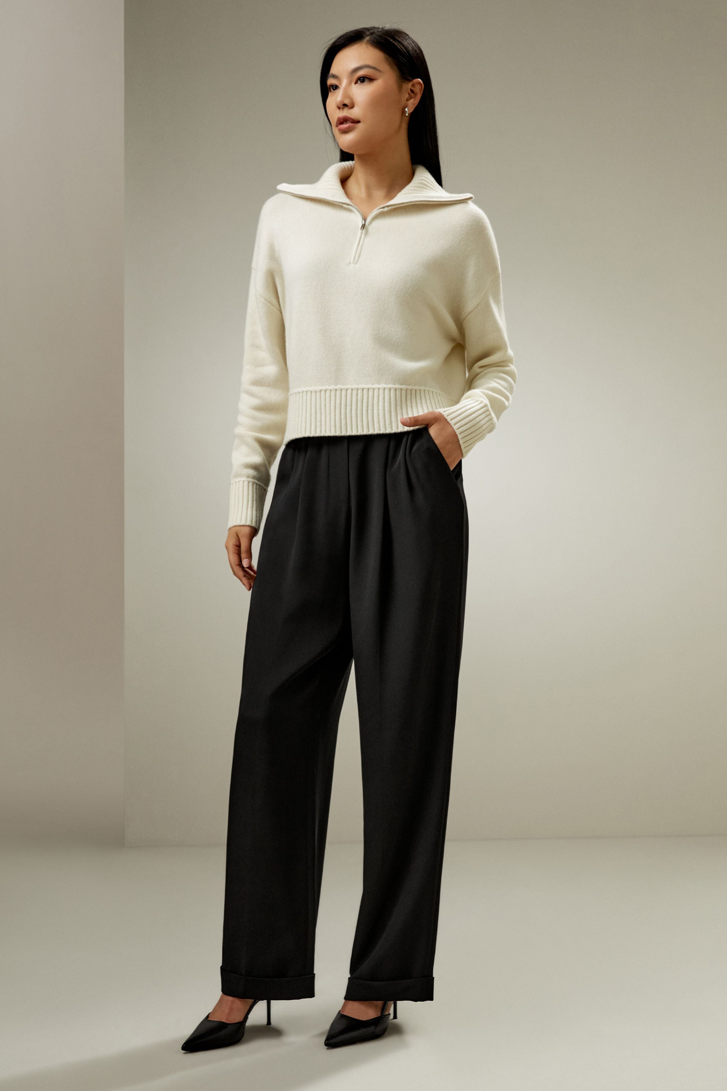 Relaxed Fit Wool-Cashmere Blend Sweater