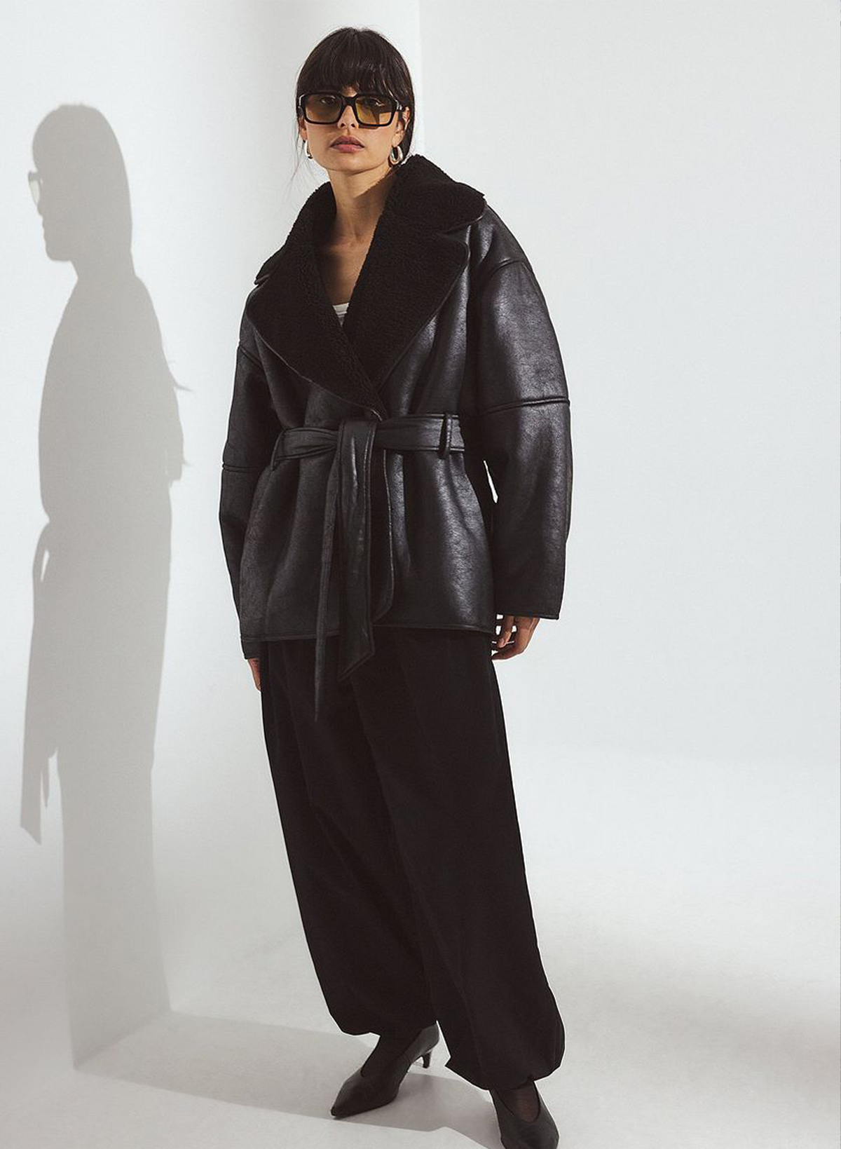 Oversized Belted Bonded Jacket