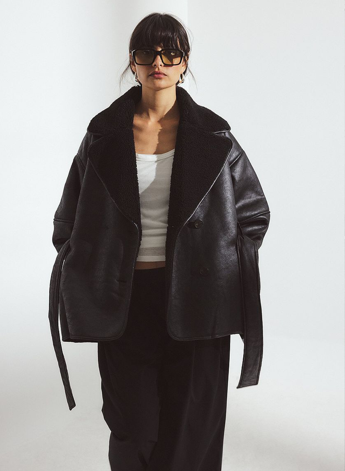 Oversized Belted Bonded Jacket