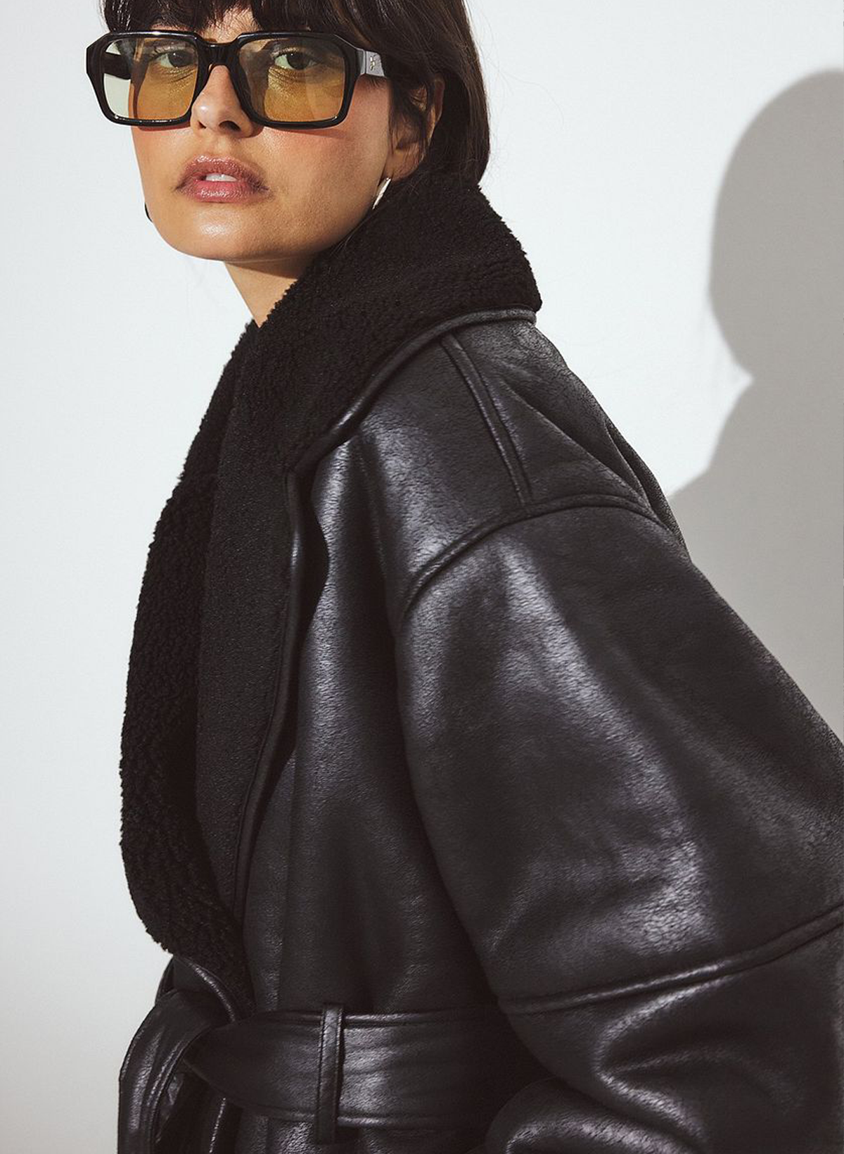 Oversized Belted Bonded Jacket