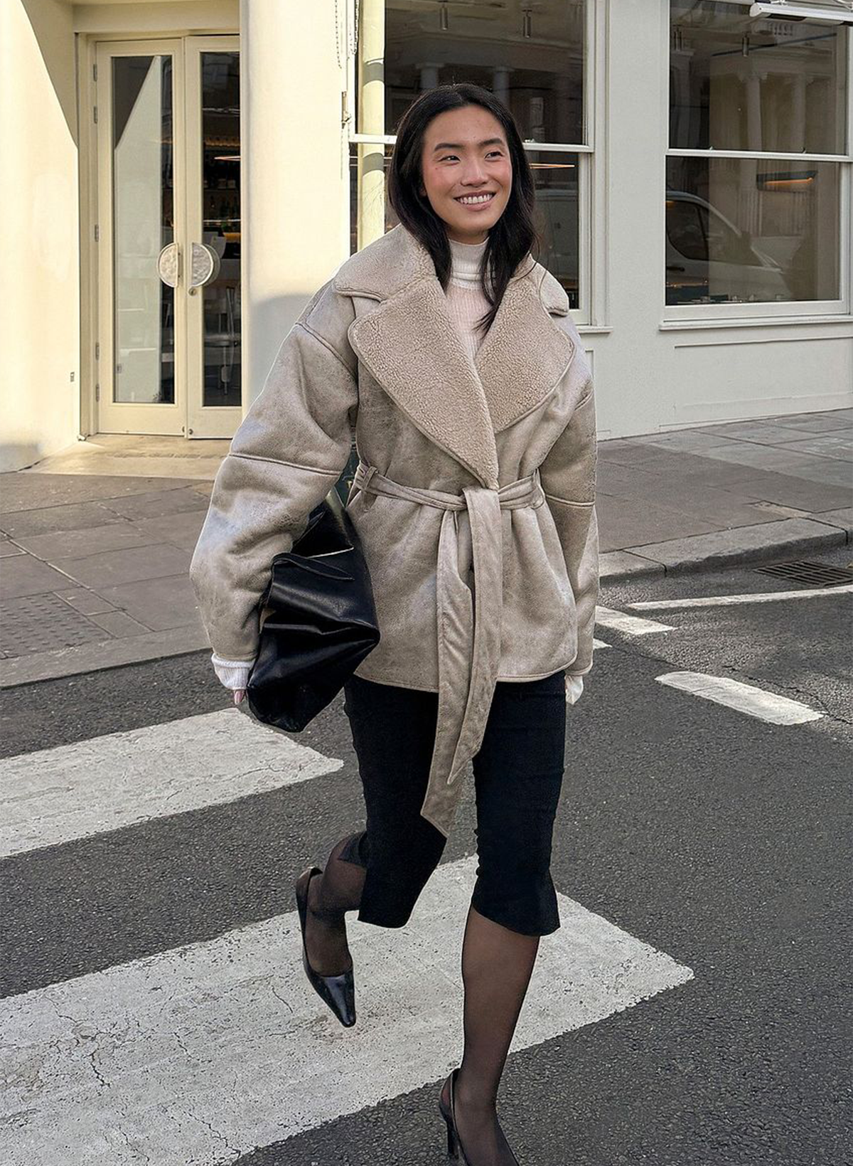 Oversized Belted Bonded Jacket