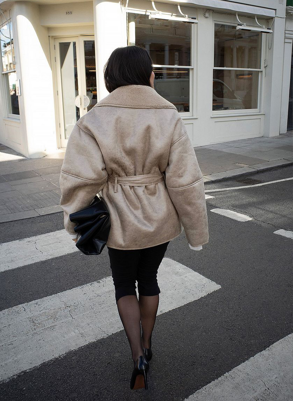 Oversized Belted Bonded Jacket