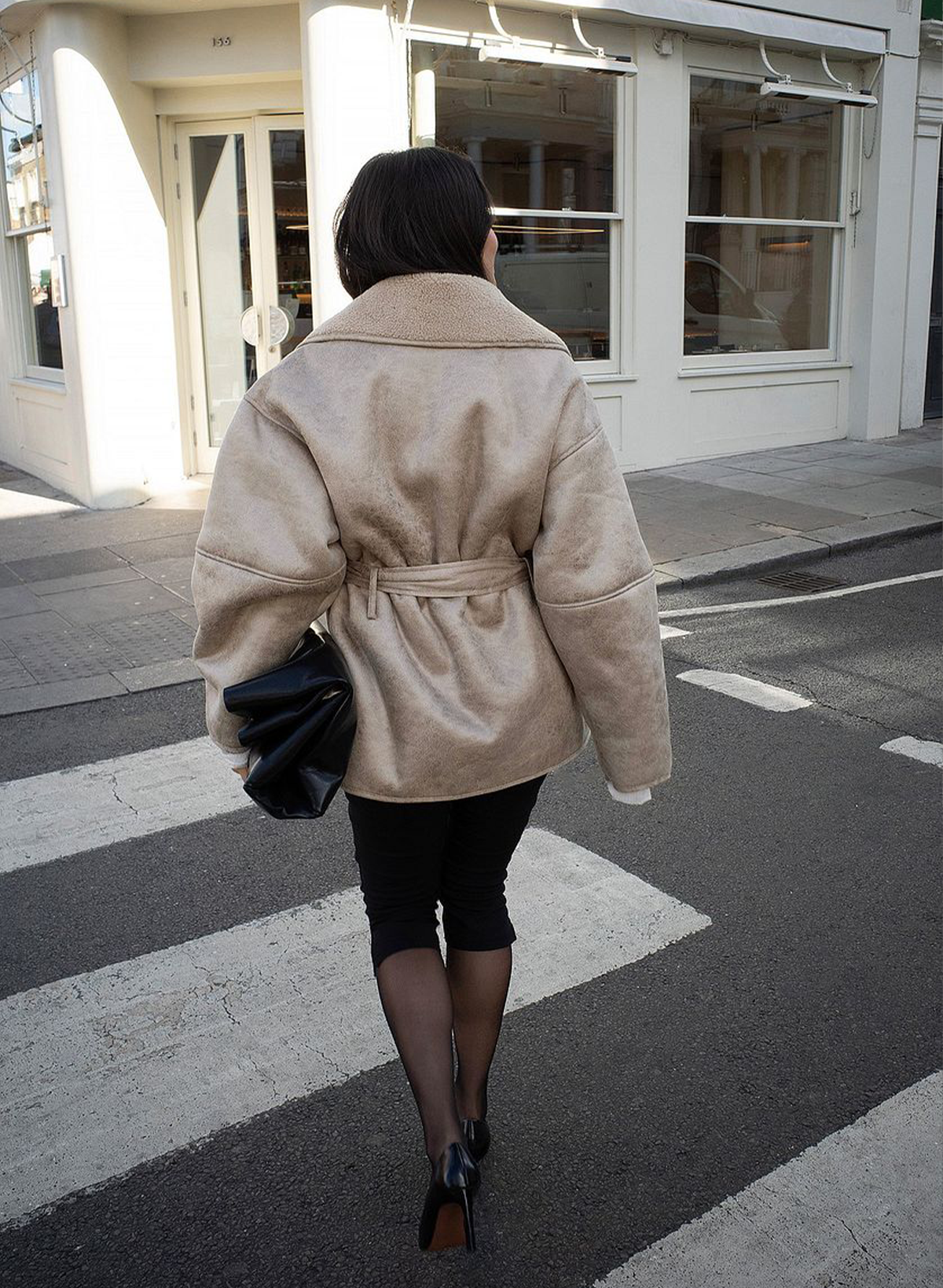 Oversized Belted Bonded Jacket