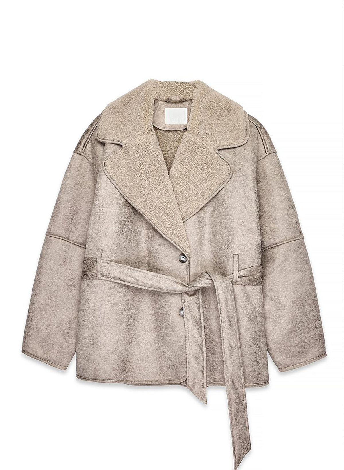 Oversized Belted Bonded Jacket