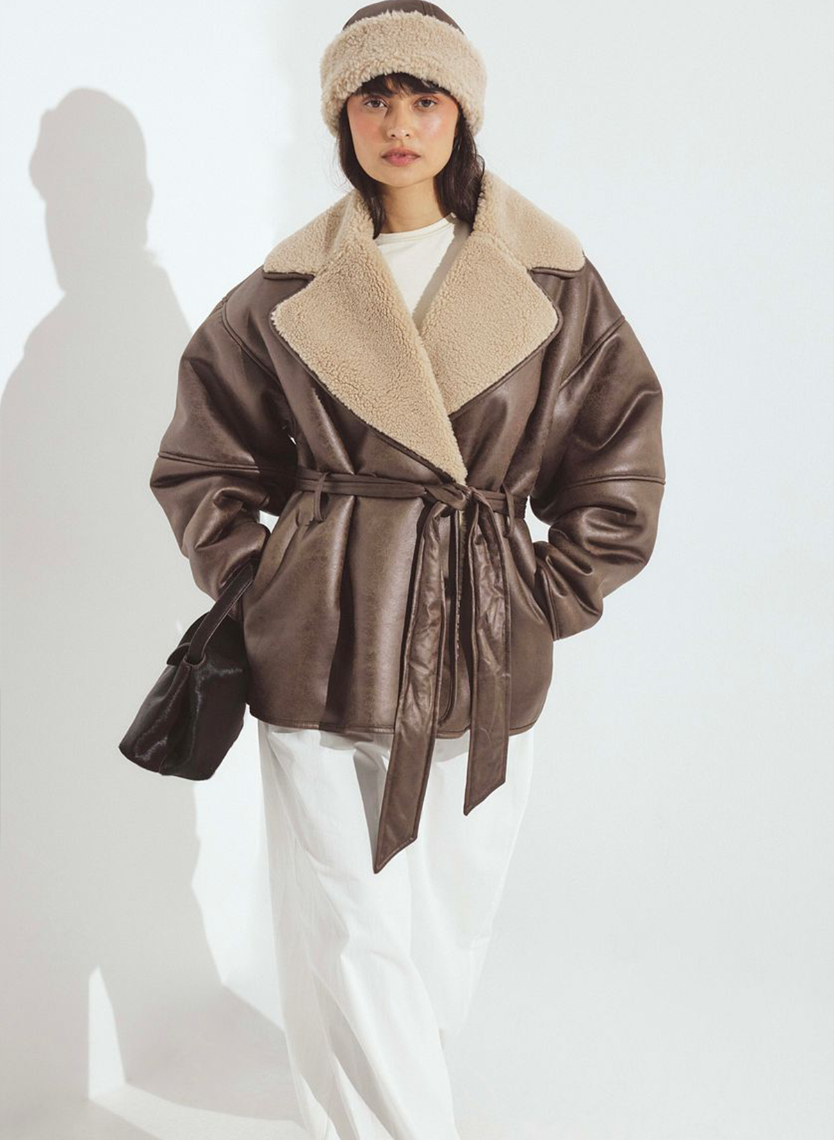 Oversized Belted Bonded Jacket