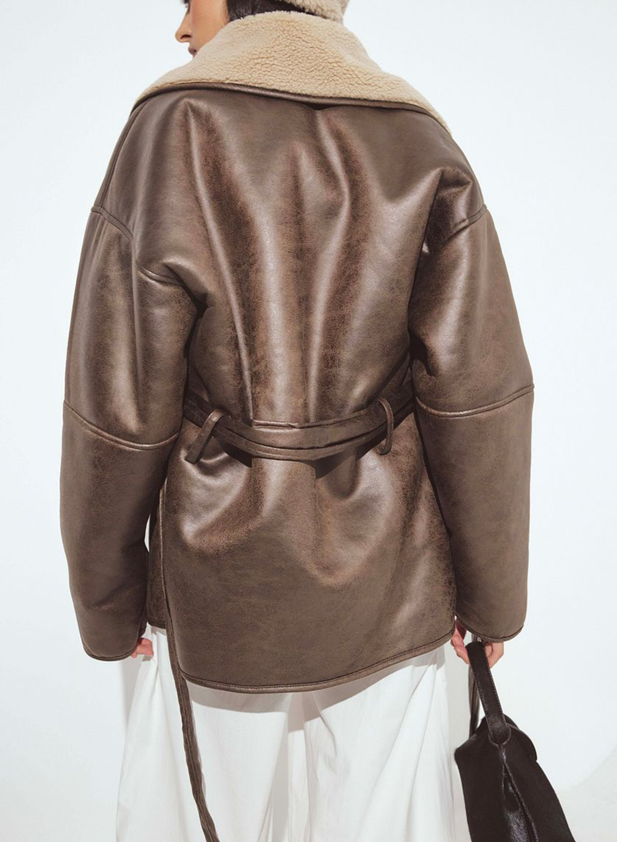 Oversized Belted Bonded Jacket