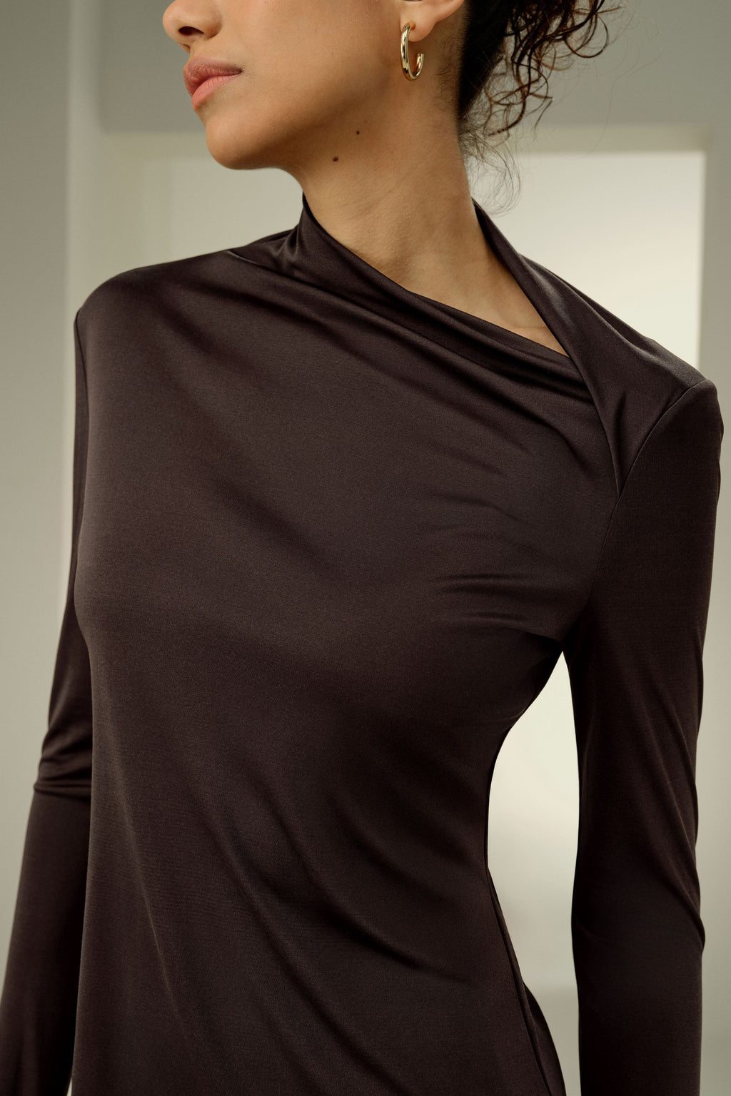 Slim Fitted Silk Jersey Long Sleeve Top