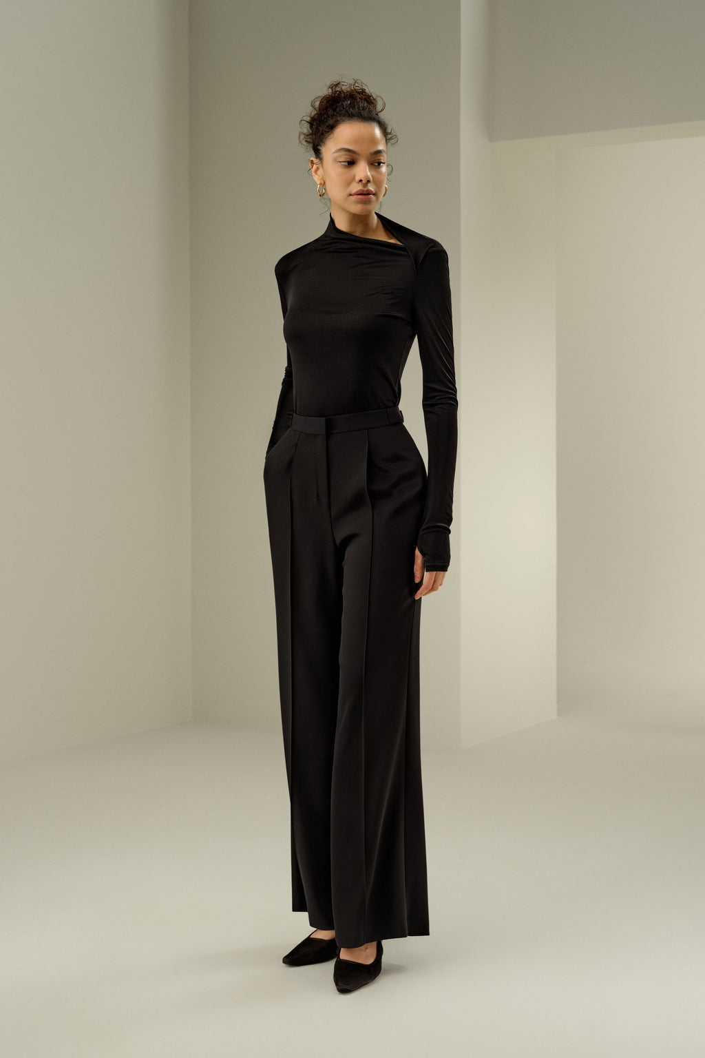 Slim Fitted Silk Jersey Long Sleeve Top