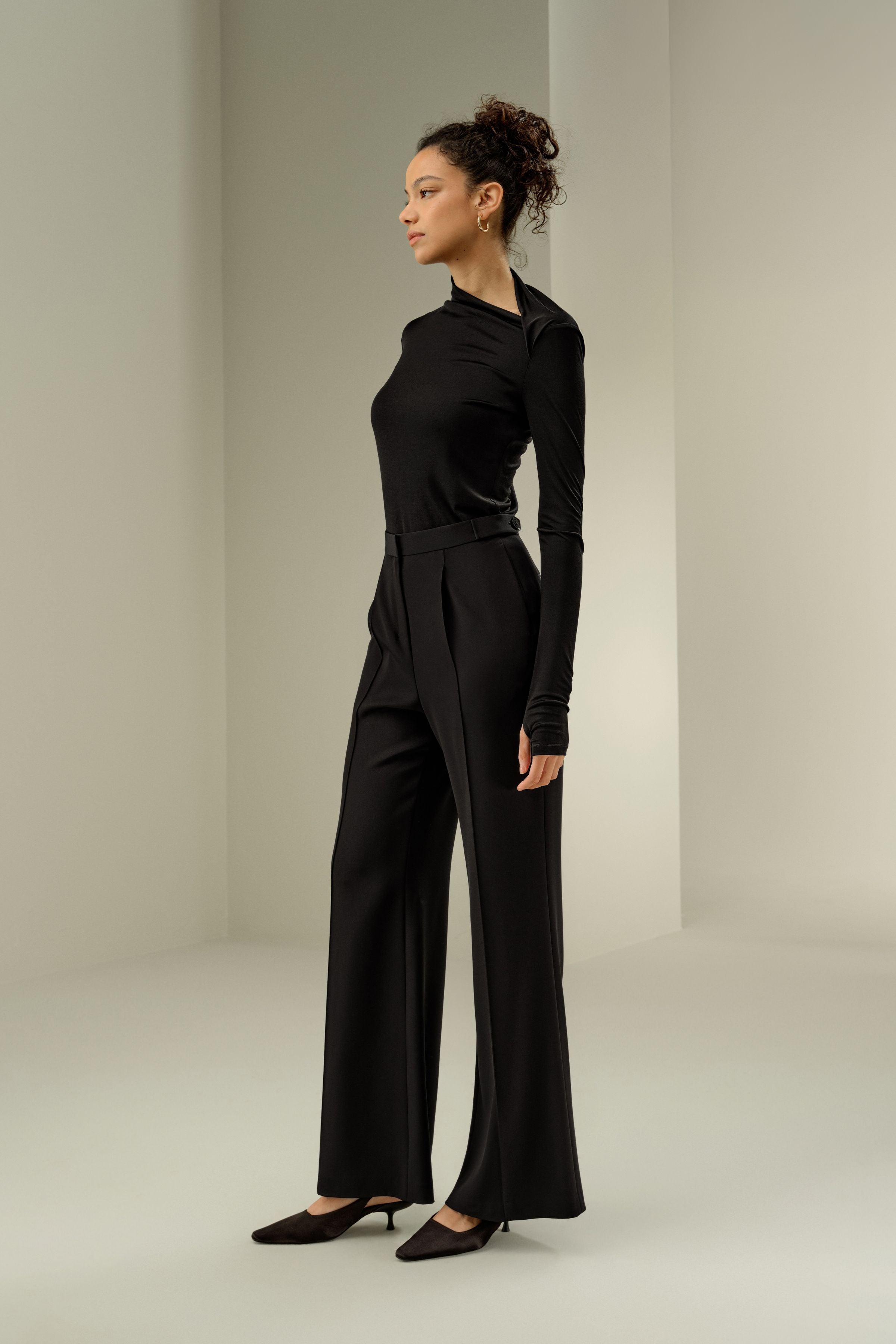 Slim Fitted Silk Jersey Long Sleeve Top