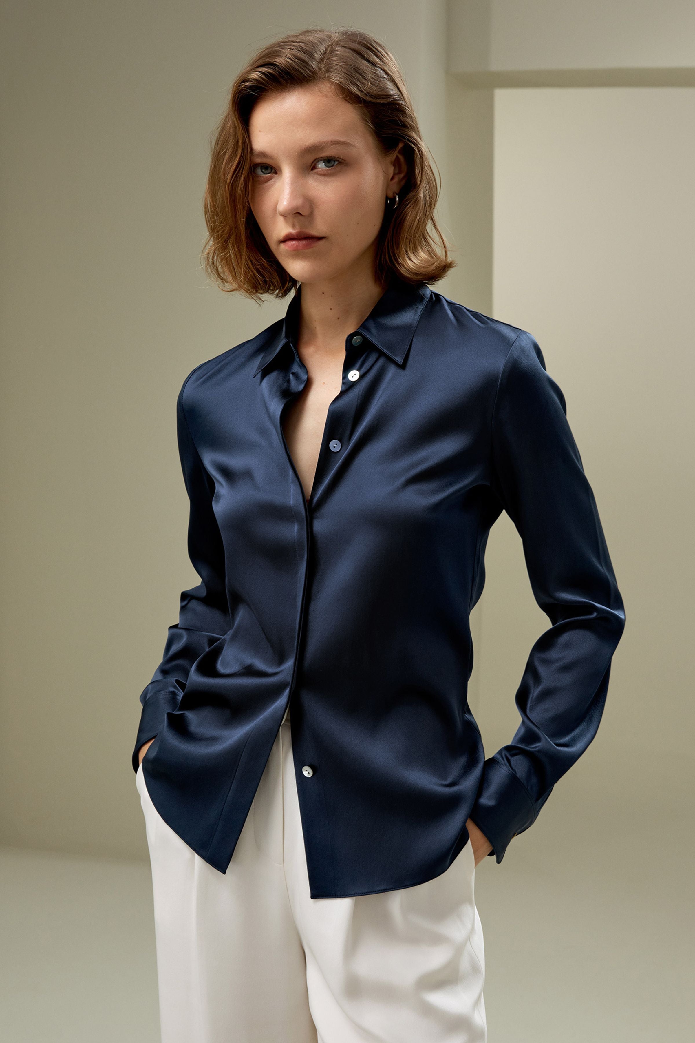 Elegant Silhouette Silk Shirt