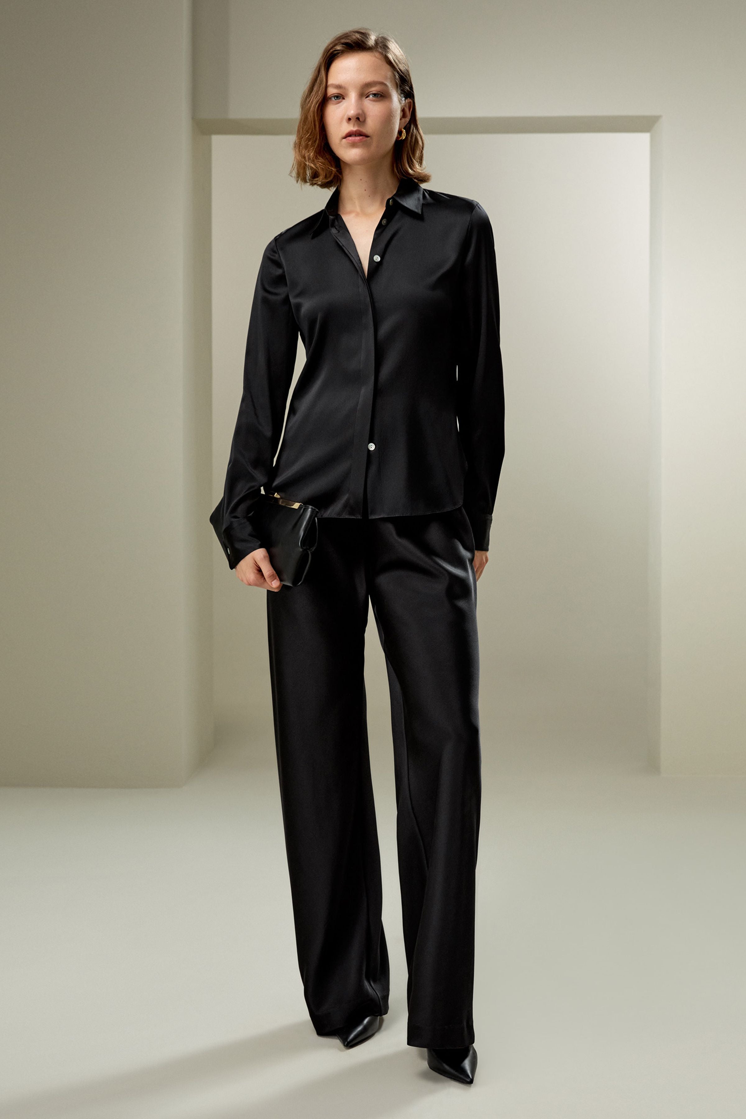 Elegant Silhouette Silk Shirt