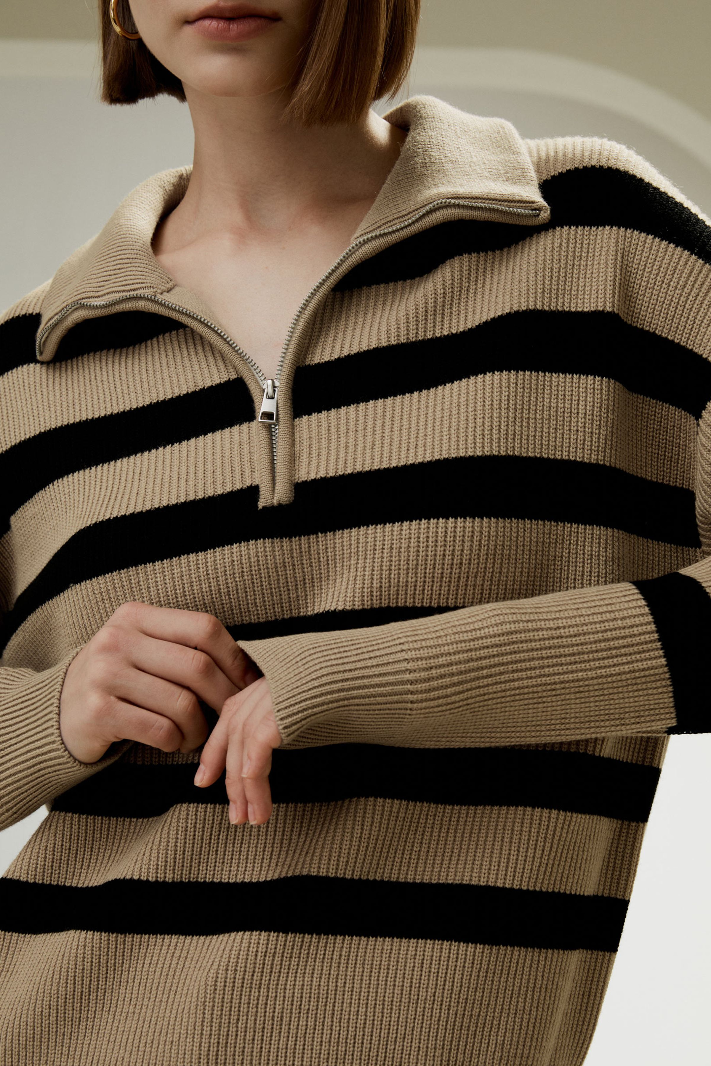 Collared Quarter-Zip Wool Sweater